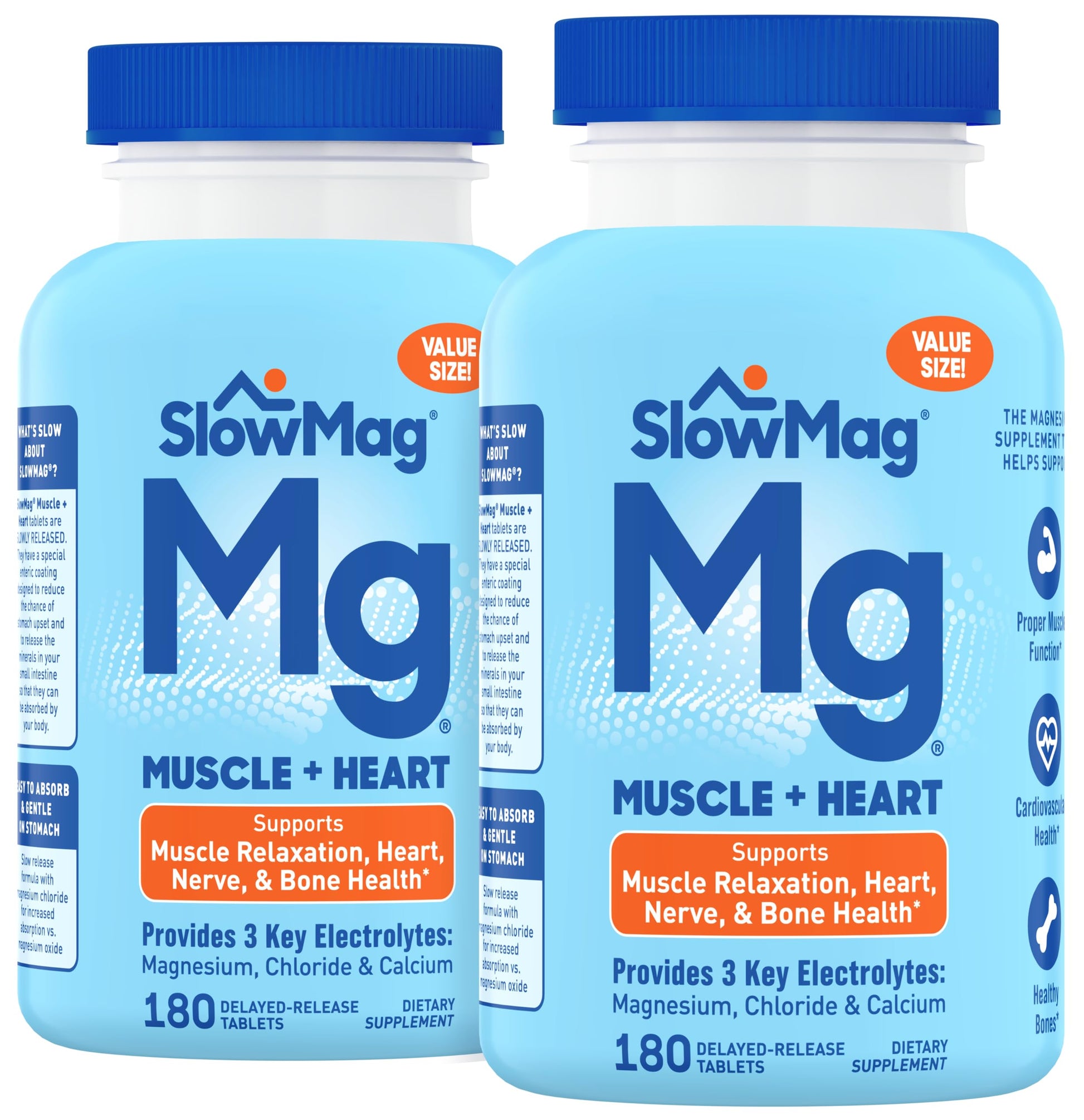 Slow-Mag Magnesium Chloride Supplement with Calcium Tablets, 360 Tablets
