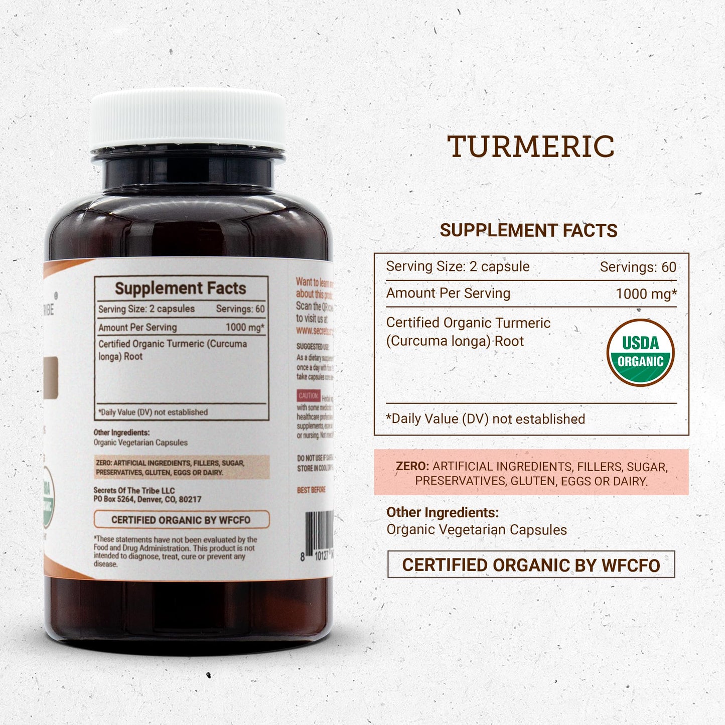 Secrets of the Tribe Turmeric USDA Organic Capsules 120 Count