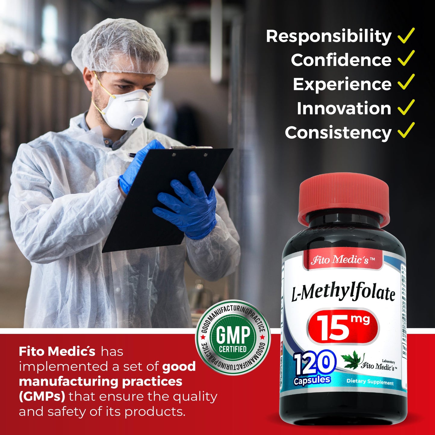 FITO MEDIC'S Lab Methylfolate Supplement Folate Formula Capsule, 120 Capsules