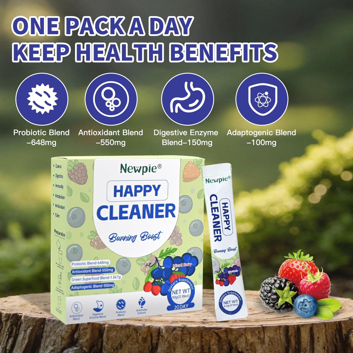 Blltzzz Newpie Superfoods Happy Cleaner Probiotic Powder 3.18 oz