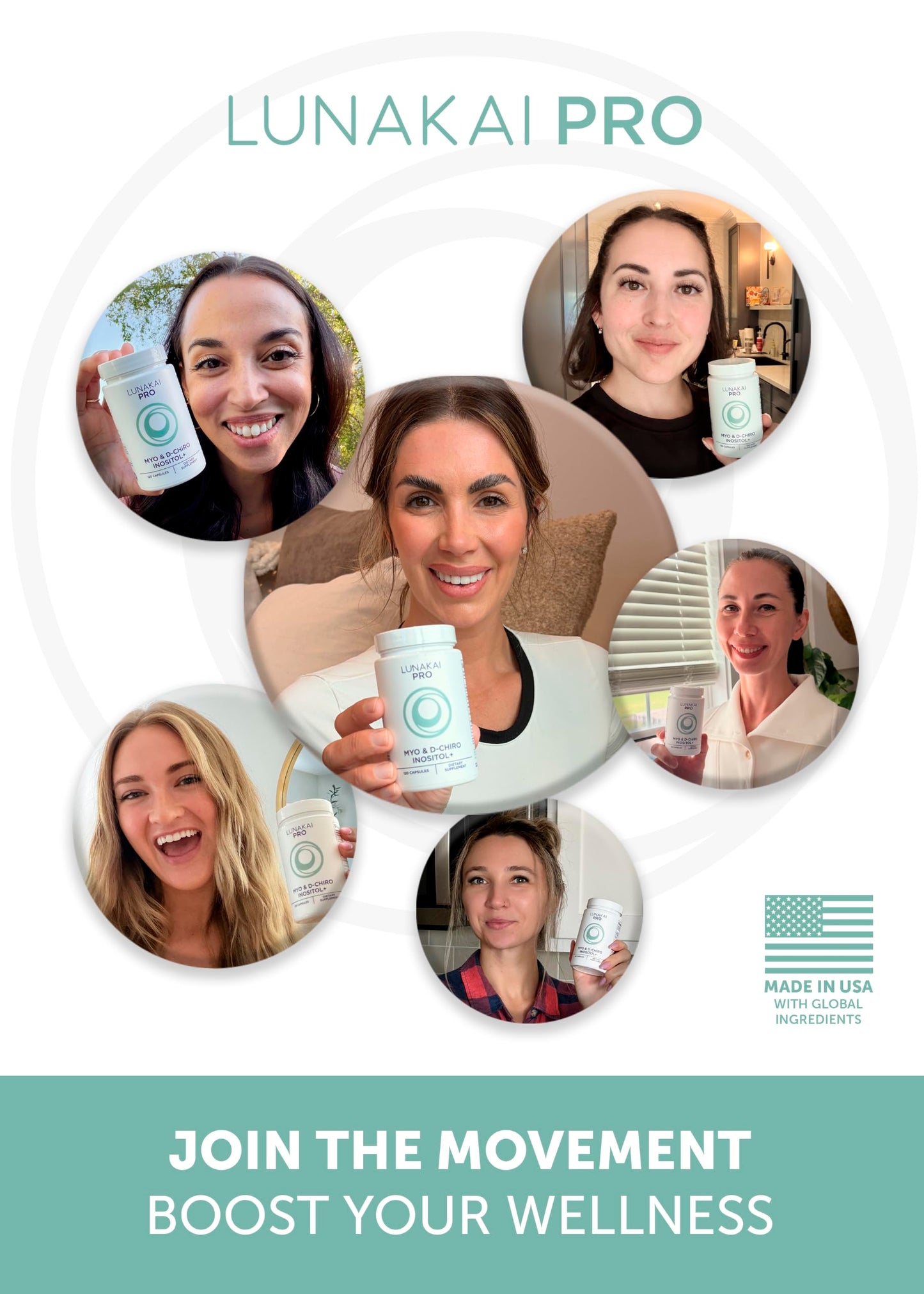 Lunakai PRO Clinically Studied USA Made Myo-Inositol & D-Chiro Inositol Supplement for Women - 40:1 Ratio 4000mg with CoQ10 Folate & Vitamin D3 - Daily Hormone Balance & Ovarian Support, 120 Capsules