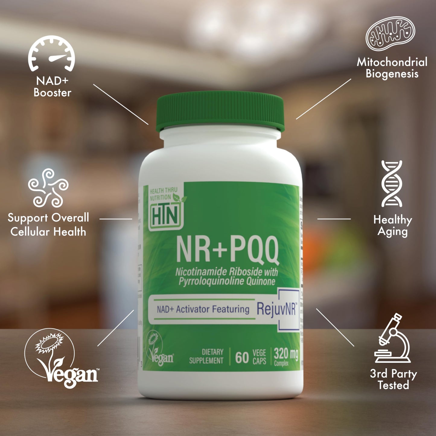 Health Thru Nutrition NAD+ Activator NR with PQQ Capsules, 60 Capsules