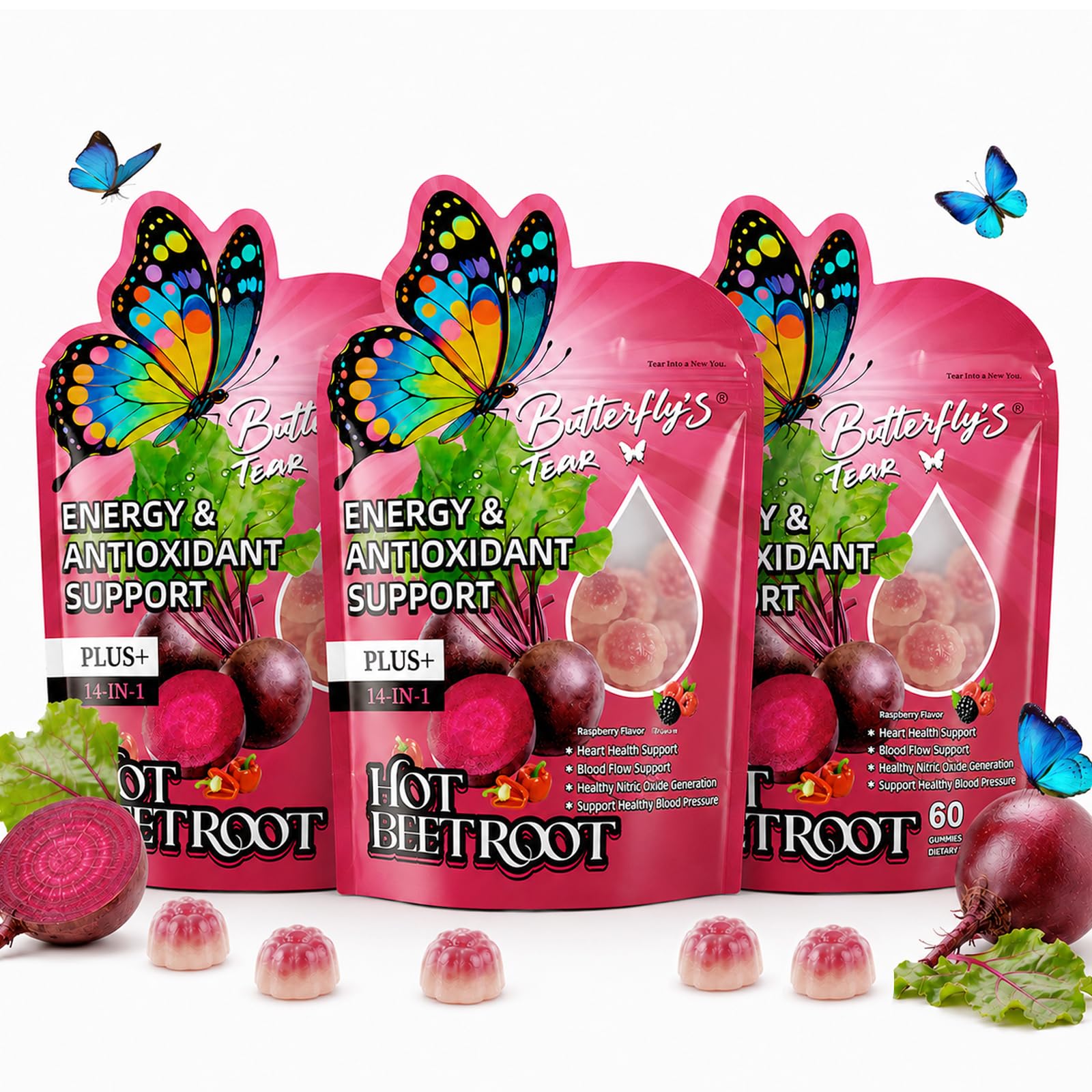 BUTTERFLY'S TEAR Beet Root Gummies 180 Gummies
