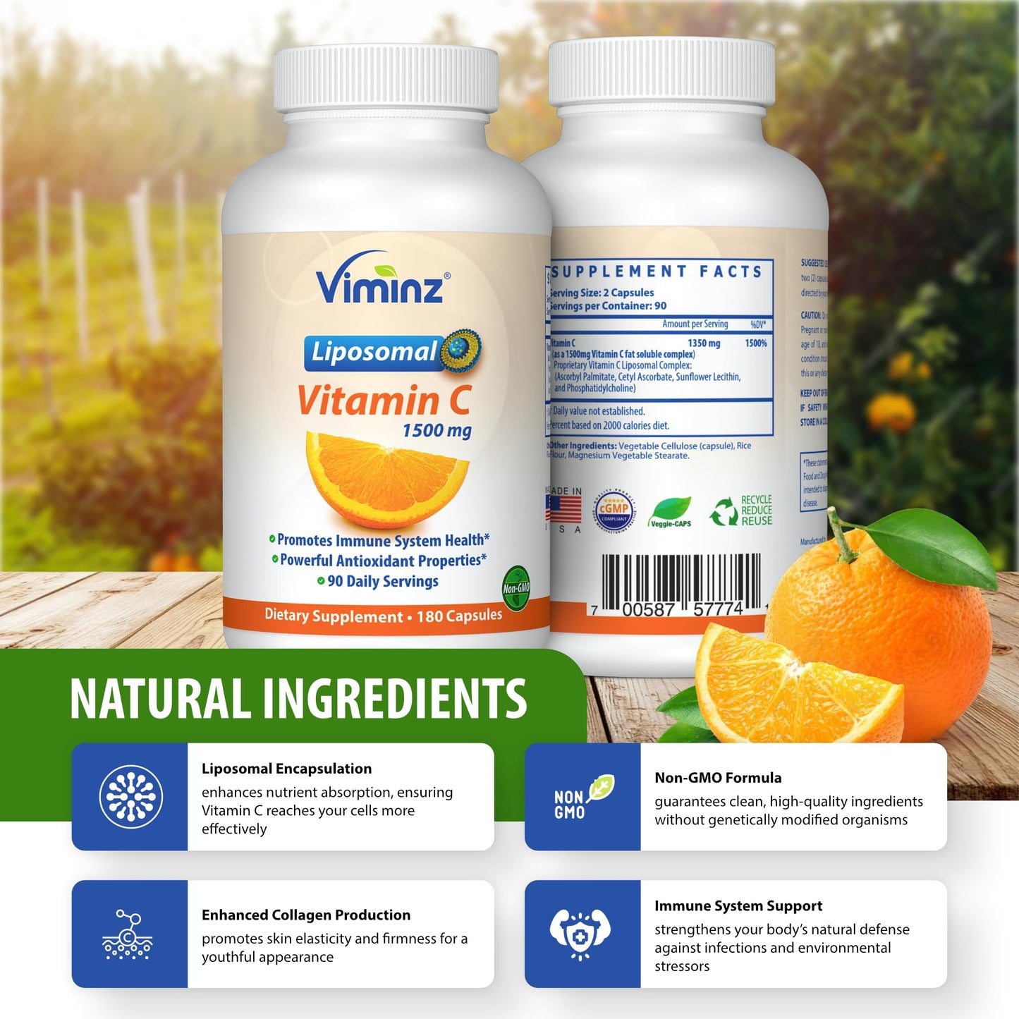 Viminz Liposomal Vitamin C 1500mg Capsule, 180 Capsules