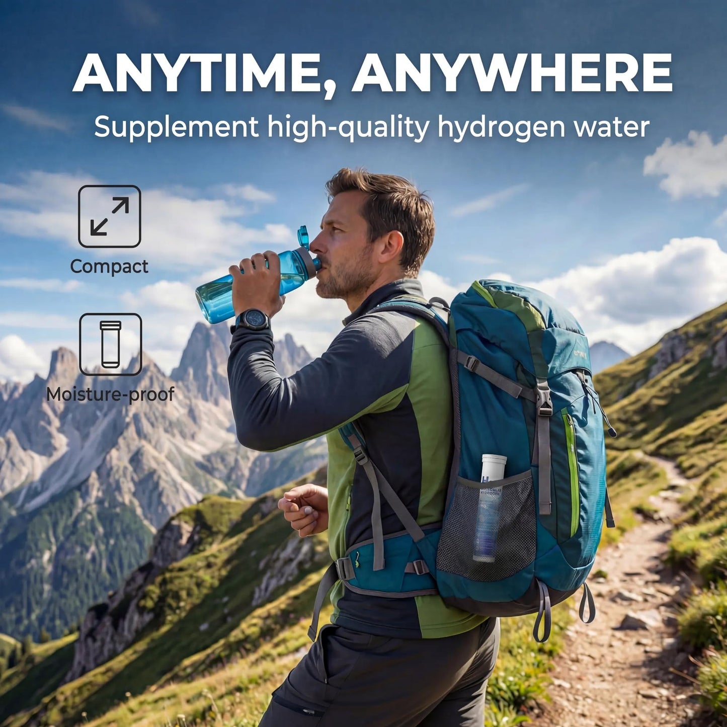 Hekeauo Hydrogen Water Tablets with Magnesium 12PPM H2 Molecular Hydrogen Tablets for Drinking Water, 60 Tablets