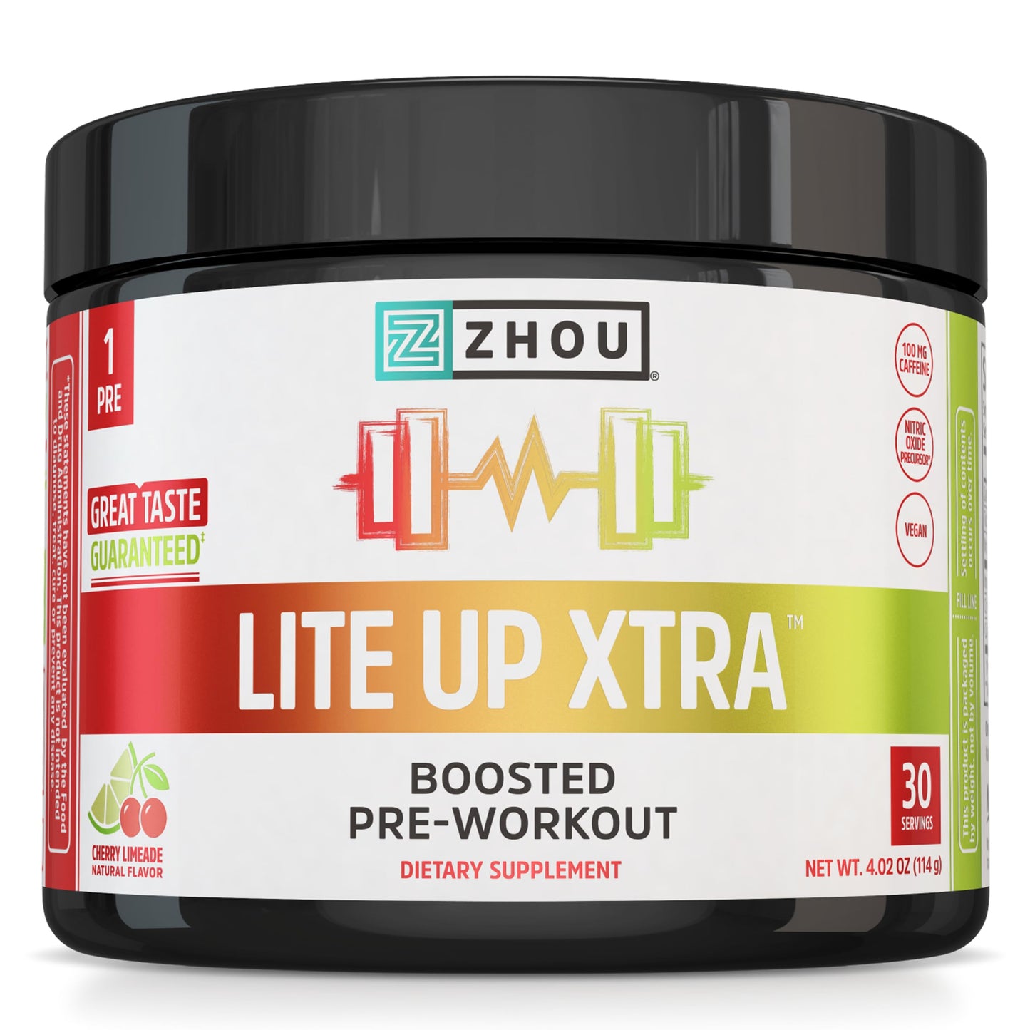 ZHOU Lite Up Xtra Pre Workout Powder Cherry Limeade, 16 oz