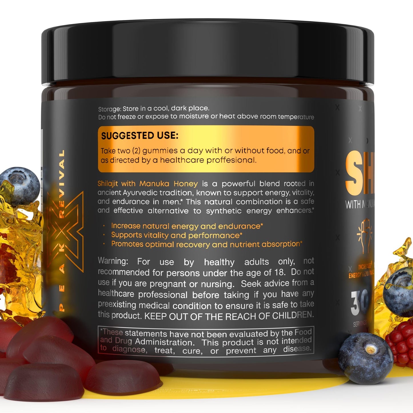 Peak Revival-X Shilajit Gummies with Manuka Honey, 60 Count