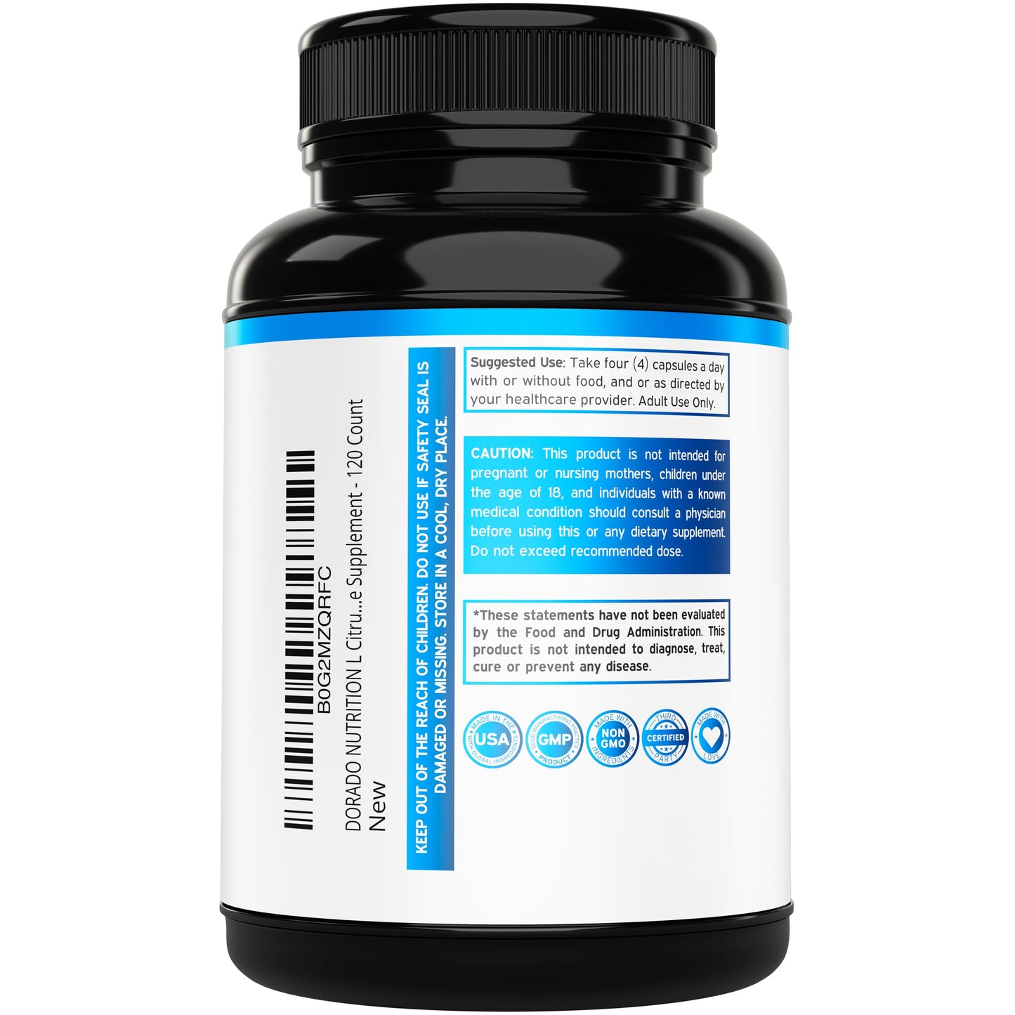 Dorado Nutrition L-Citrulline 3000mg Capsule, 120 Count