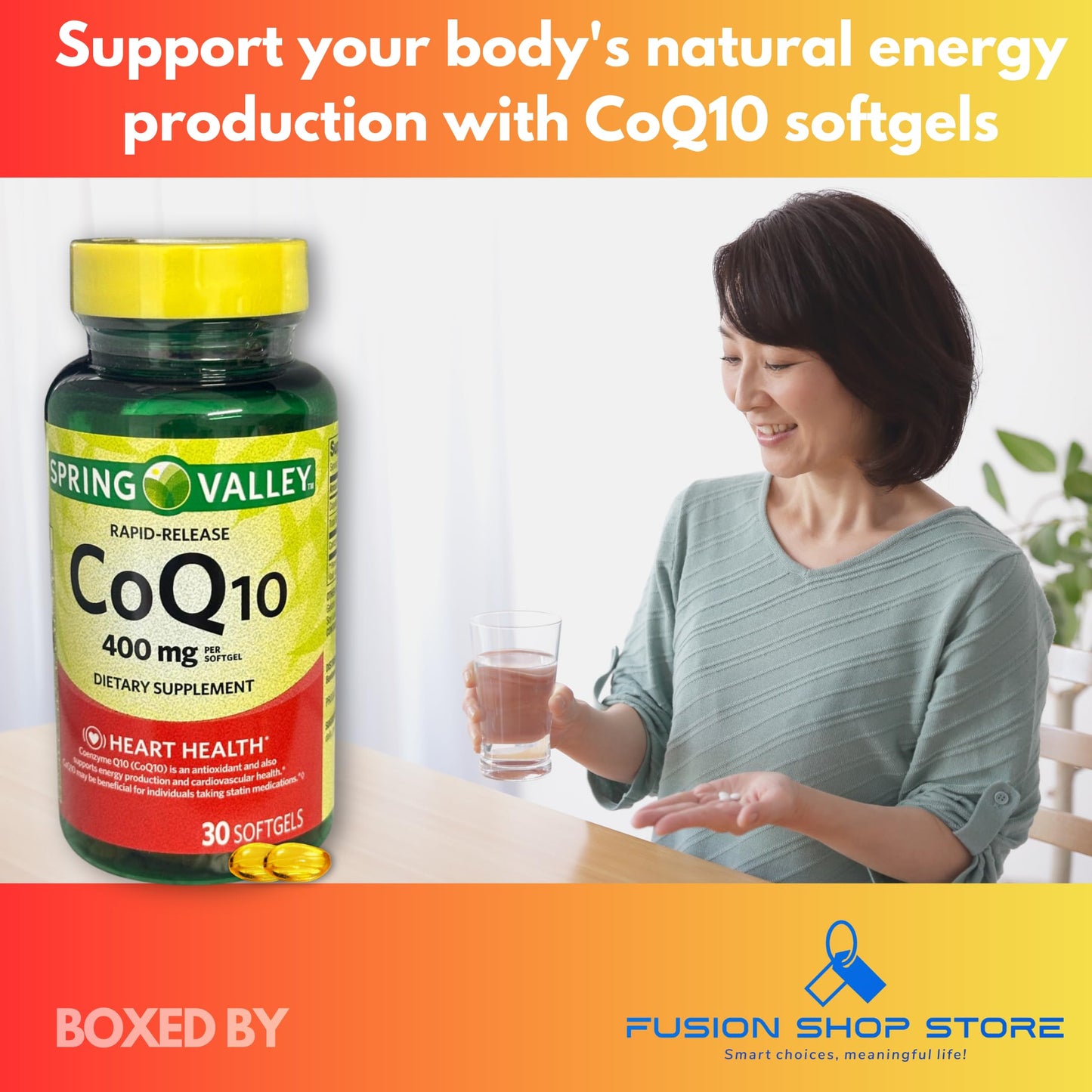 FUSION SHOP STORE CoQ10 400mg Rapid-Release Softgels, 30 Count