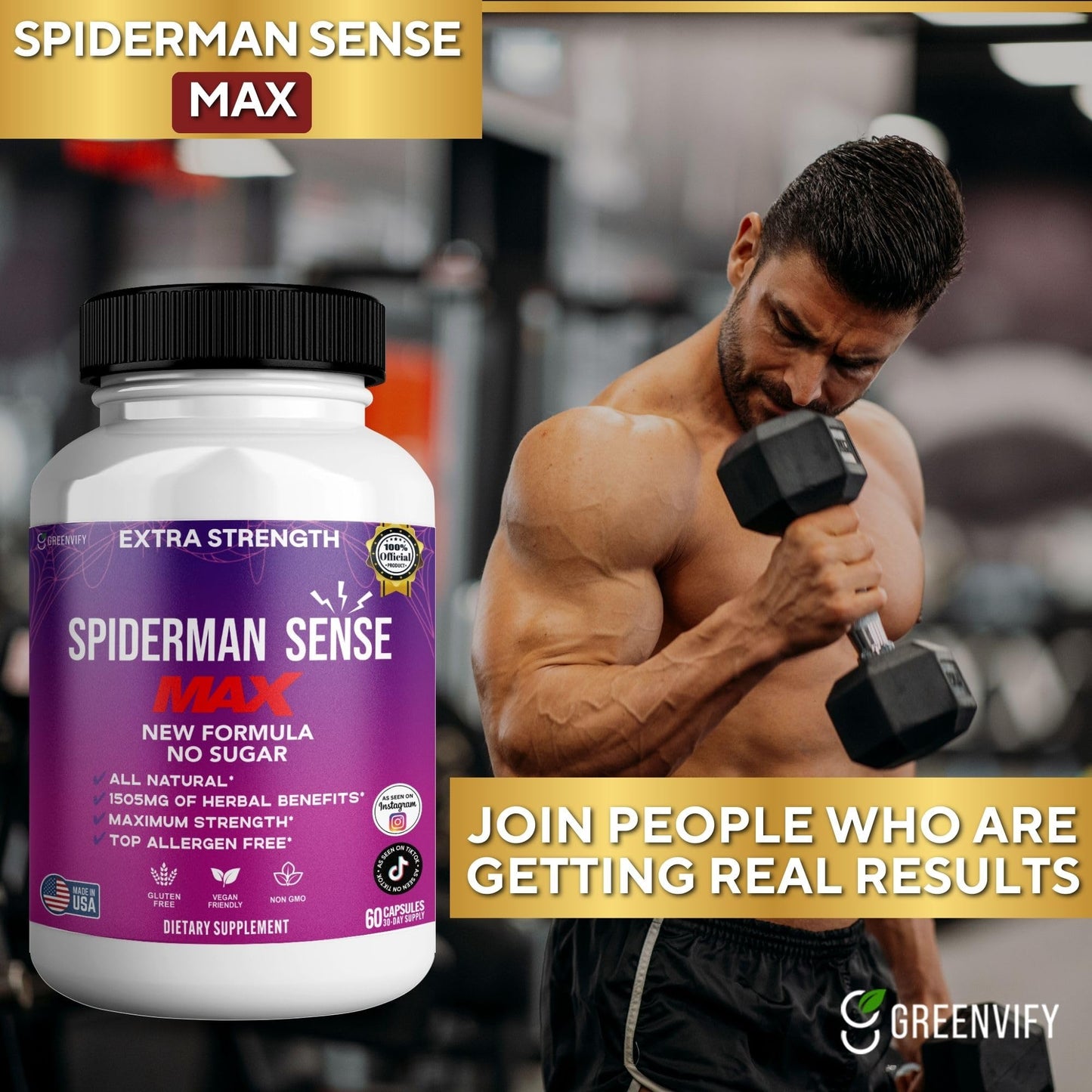 GREENVIFY Spiderman Sense Max Extra Strength Maca Root Complex 60 Capsules