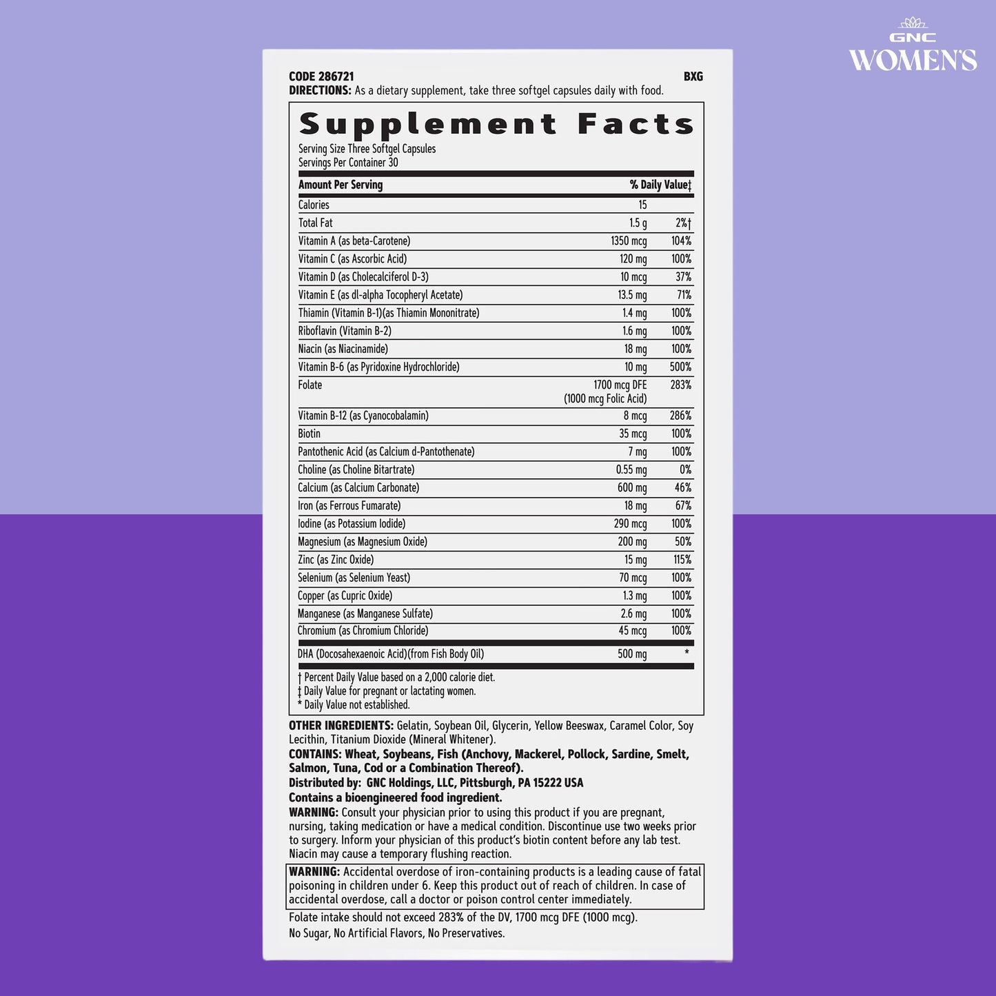 GNC Women's Prenatal Multivitamin with DHA & Iron Softgels 90 Count