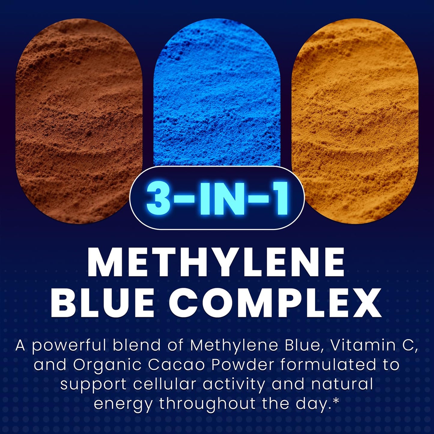 MOBISOUL Methylene Blue 30mg Capsules, USP Pharma Grade Methylene Blue Supplement with Vitamin C & Organic Cacao, High Absorption Support, 60 Capsules
