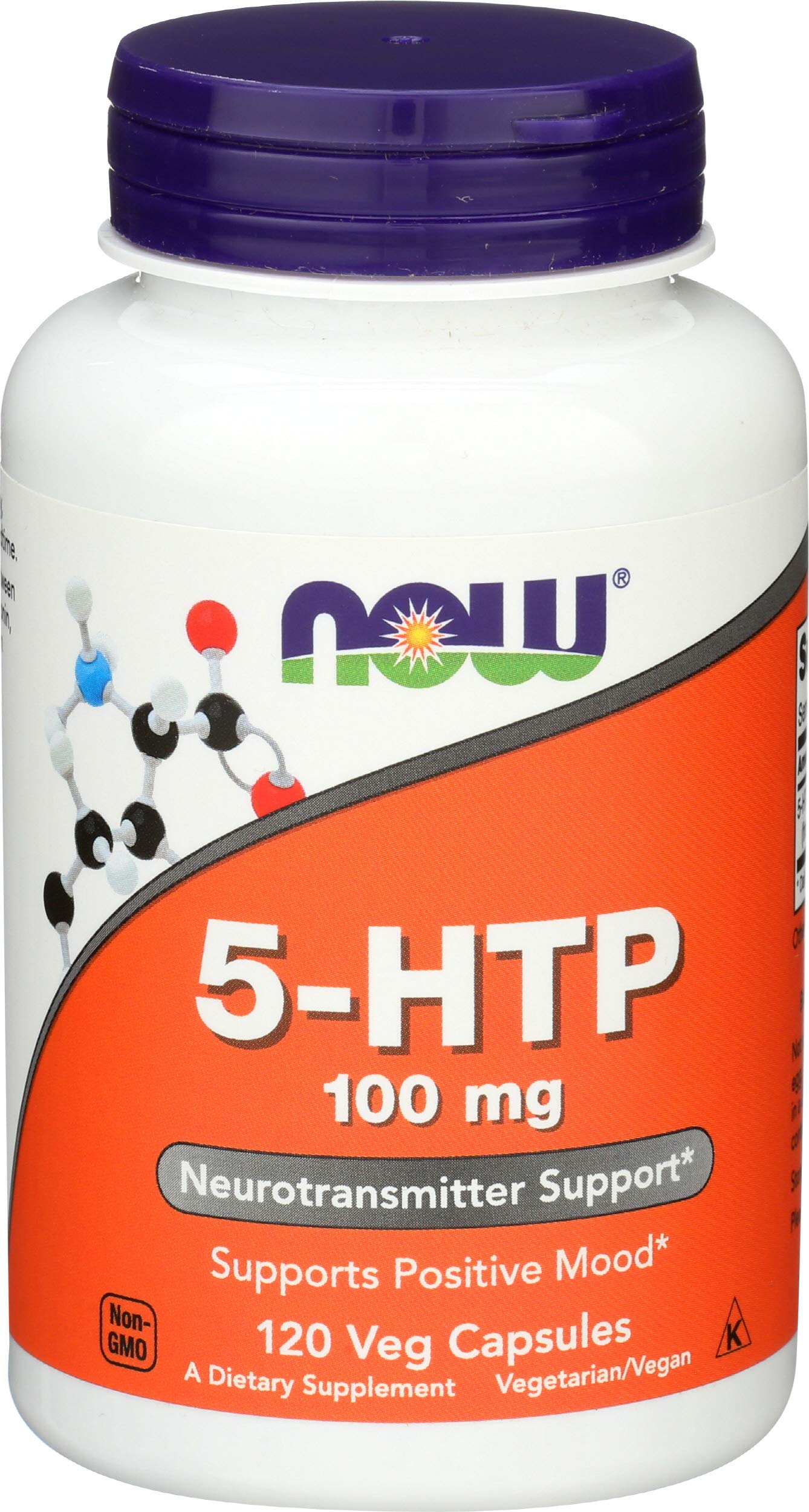 NOW Foods 5-HTP 100 mg Veg Capsules, 120 Count