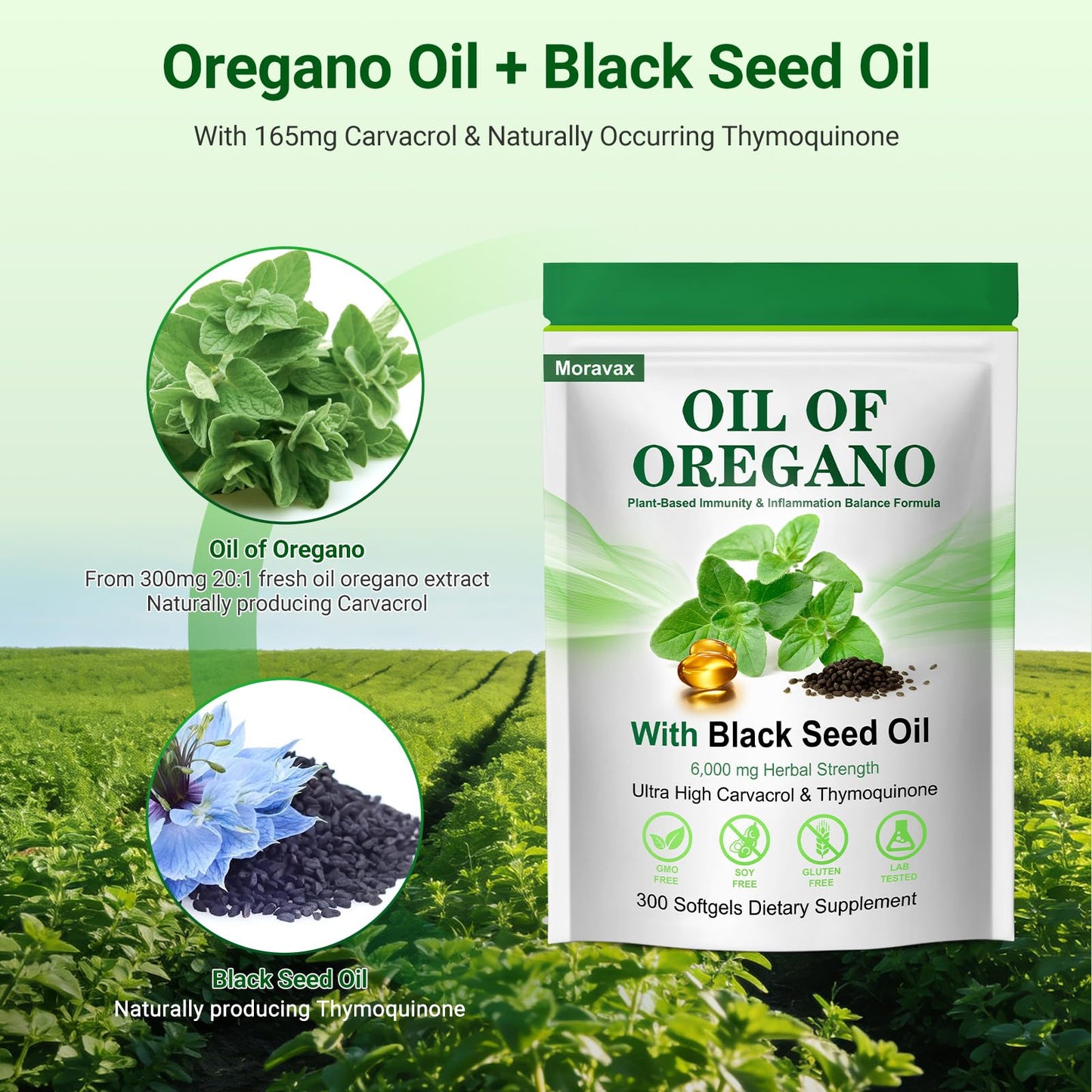 Moravax Oil of Oregano Softgels 300 Softgels
