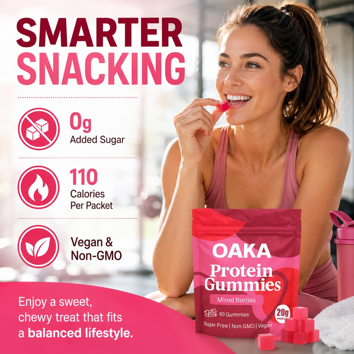 ipxkwll OAKA Protein Gummies, 60 Gummies