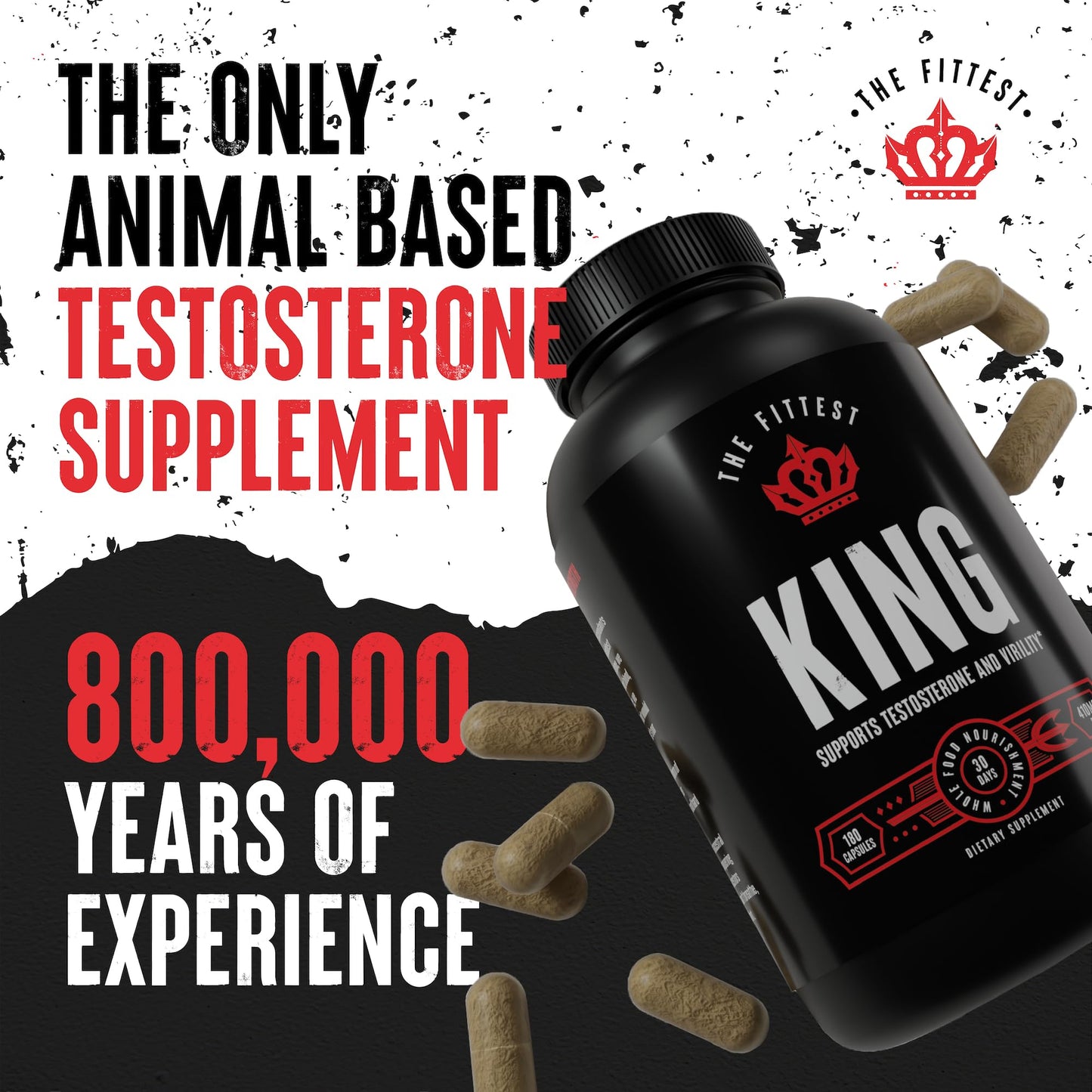 The Fittest Ever The Fittest King Testosterone Booster for Men – Grass-Fed Organs Capsule, 1