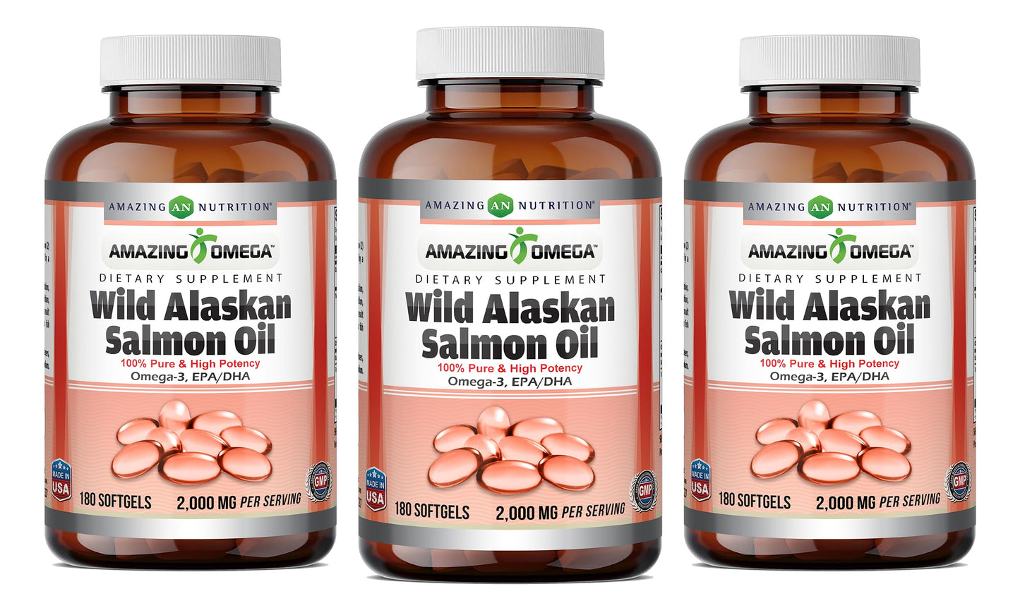 Amazing Nutrition Amazing Omega Wild Alaskan Salmon Oil 2000 Mg Supplement Softgel 1