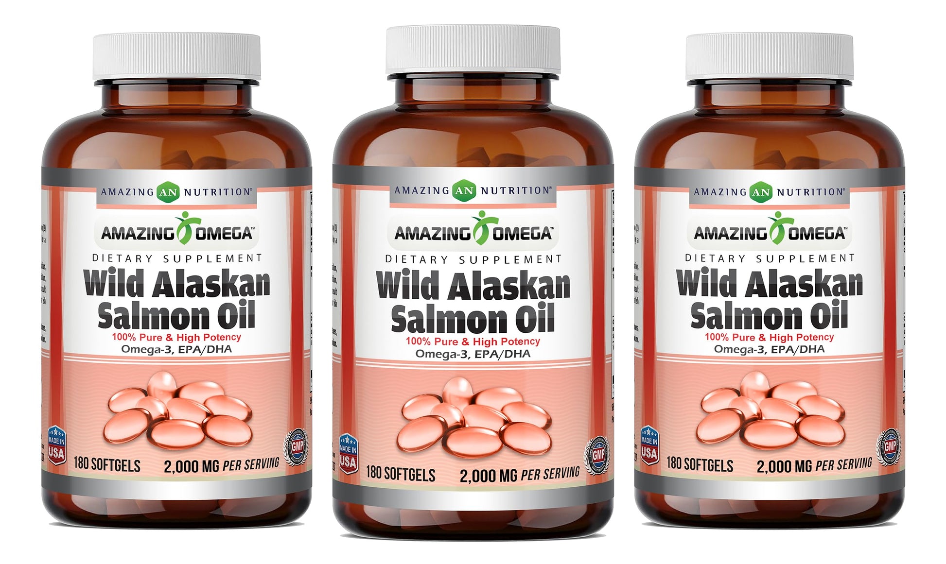 Amazing Nutrition Amazing Omega Wild Alaskan Salmon Oil 2000 Mg Supplement Softgel 1