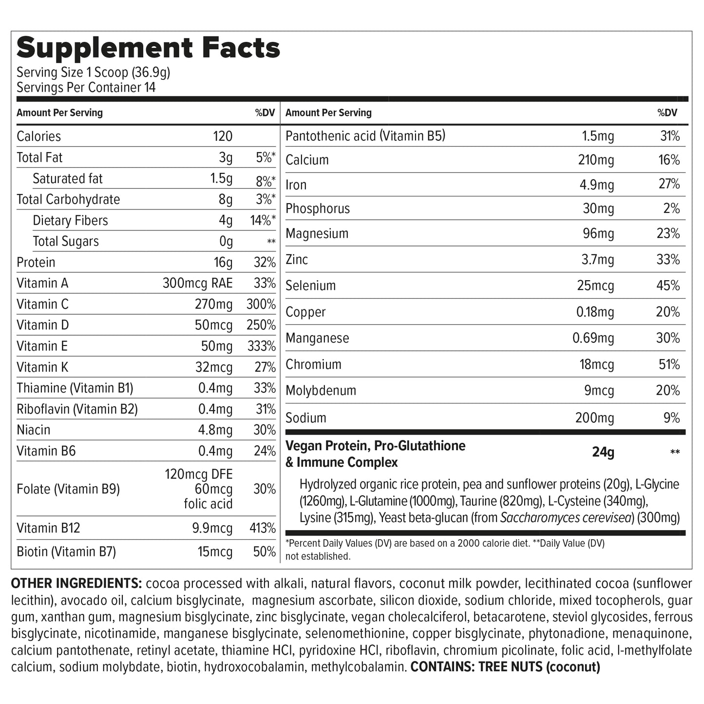 Essential Nutrition Immuno Vegan Plant-Based Protein Powder Chocolate 18.1 oz