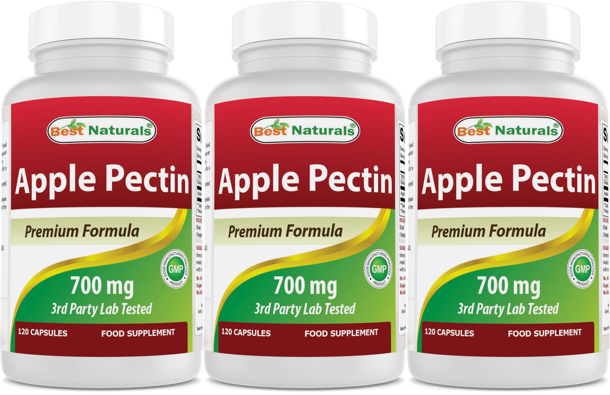 Best Naturals Apple Pectin 700 mg - Dietary Fiber - Intestinal Support, 360 Capsules