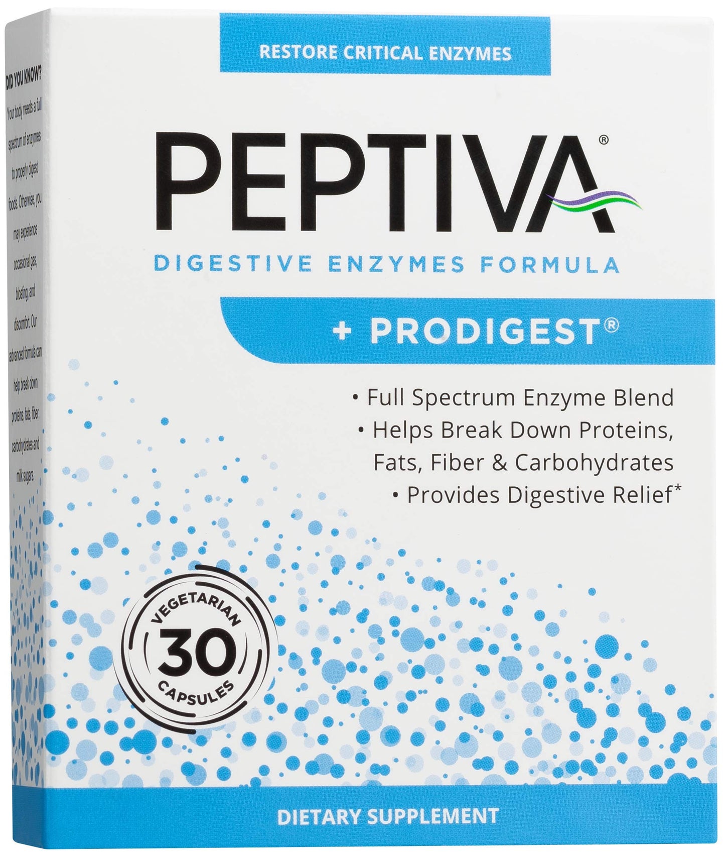 Peptiva Digestive Enzyme Supplement + ProDigest Capsules, 30 Count