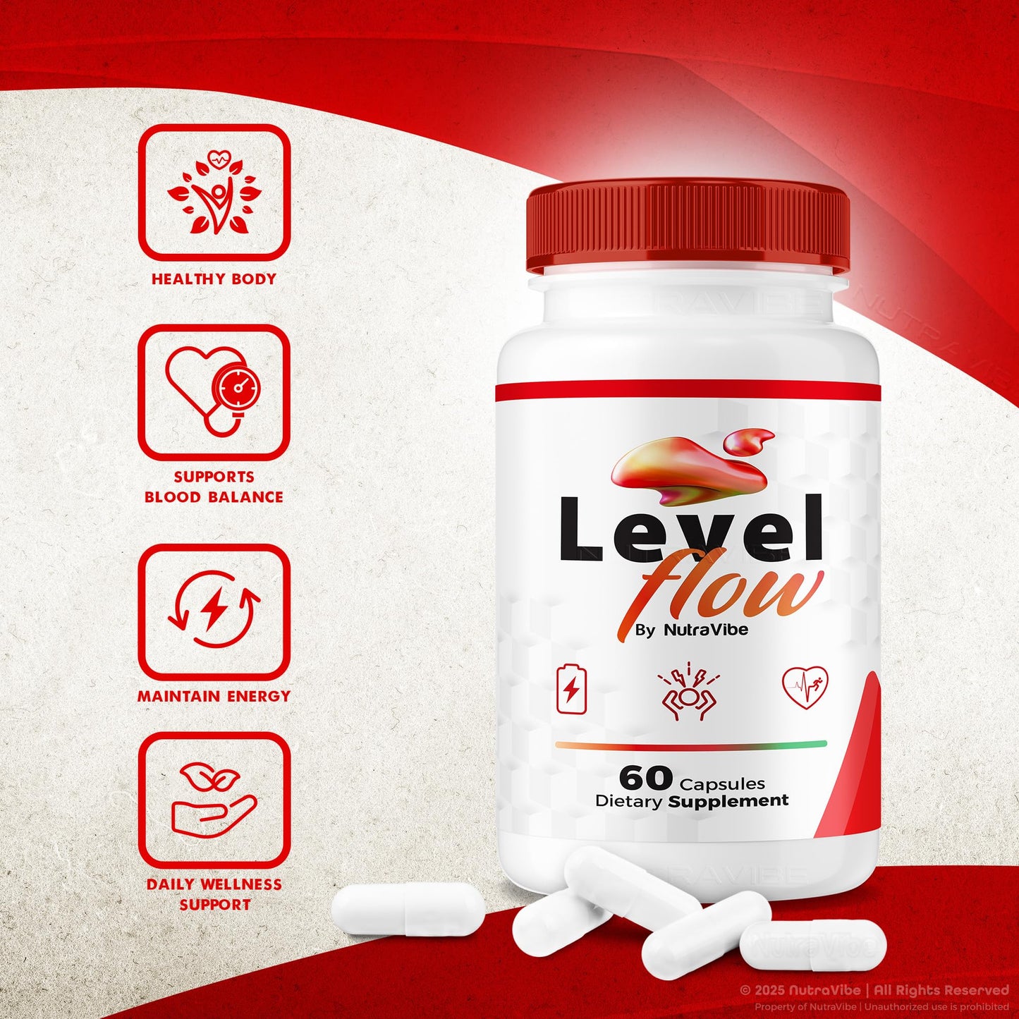 NutraVibe Level Flow Capsules 180 Capsules