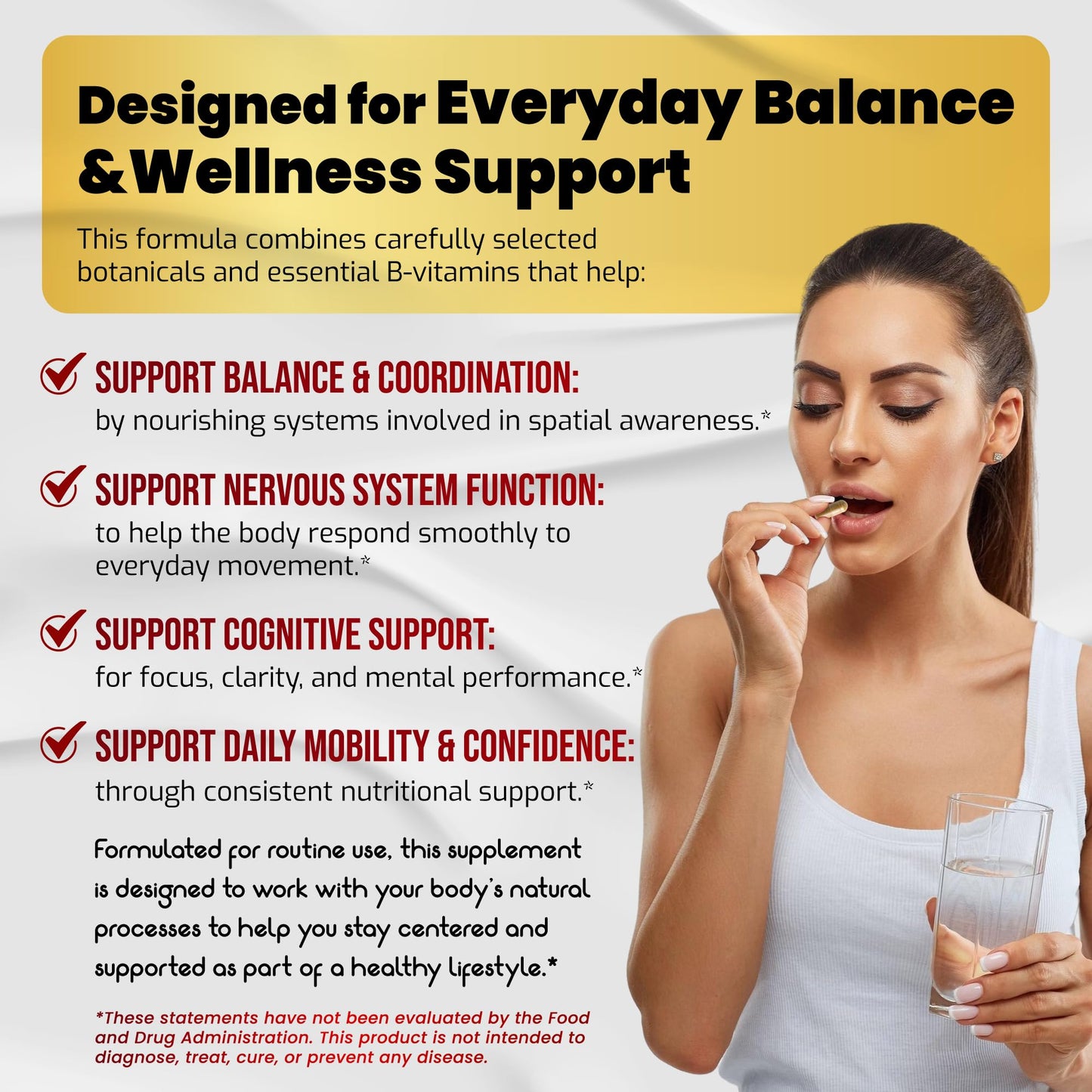 VEGATOT Inner Ear Support Supplement with Ginkgo Biloba, Lion's Mane, Lemon Balm & Ginger, Brain & Immune Wellness Formula with Vitamins B1, B6 & B12 90 Capsules