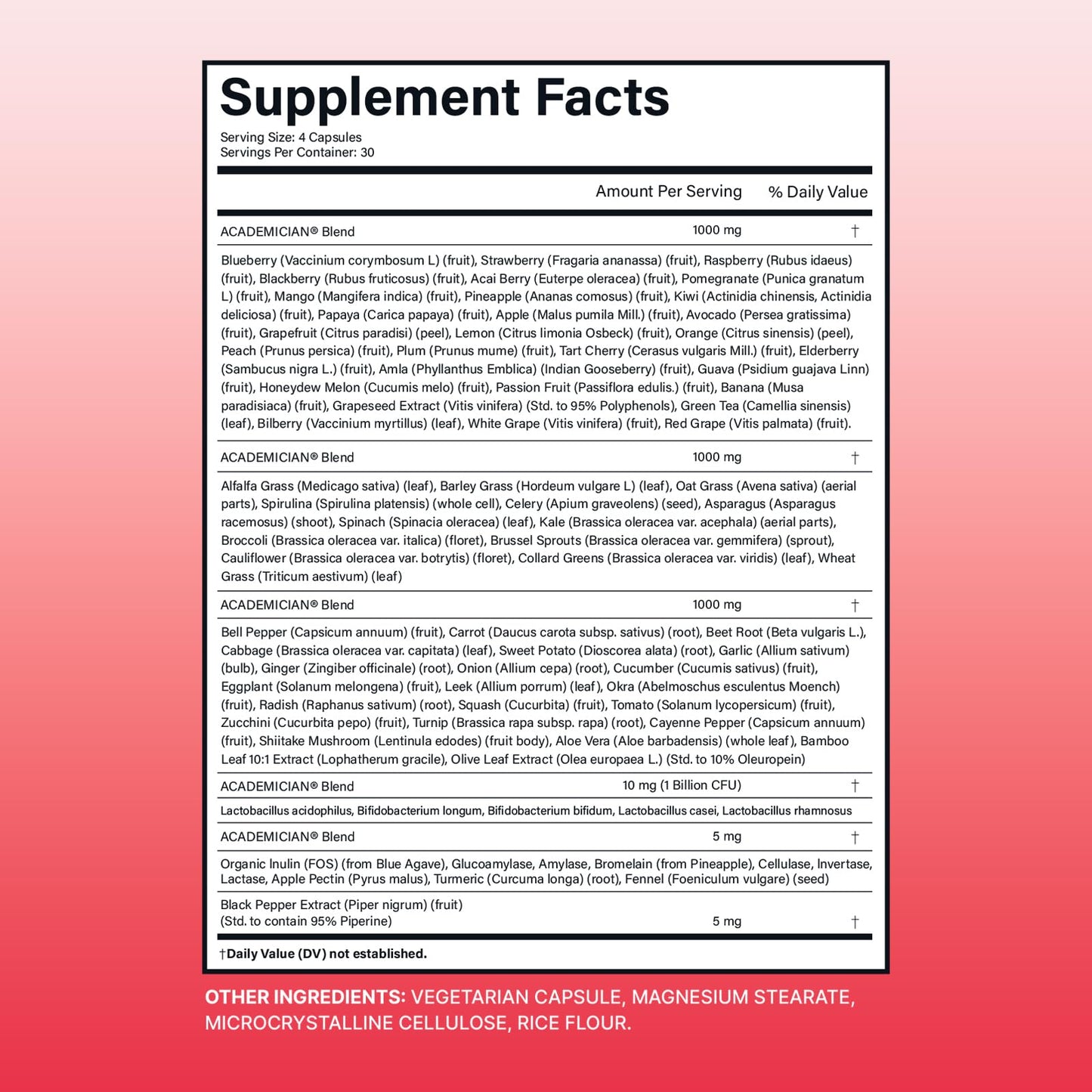 ACADEMICIAN Super Greens Probiotic Capsules, 120 Capsules