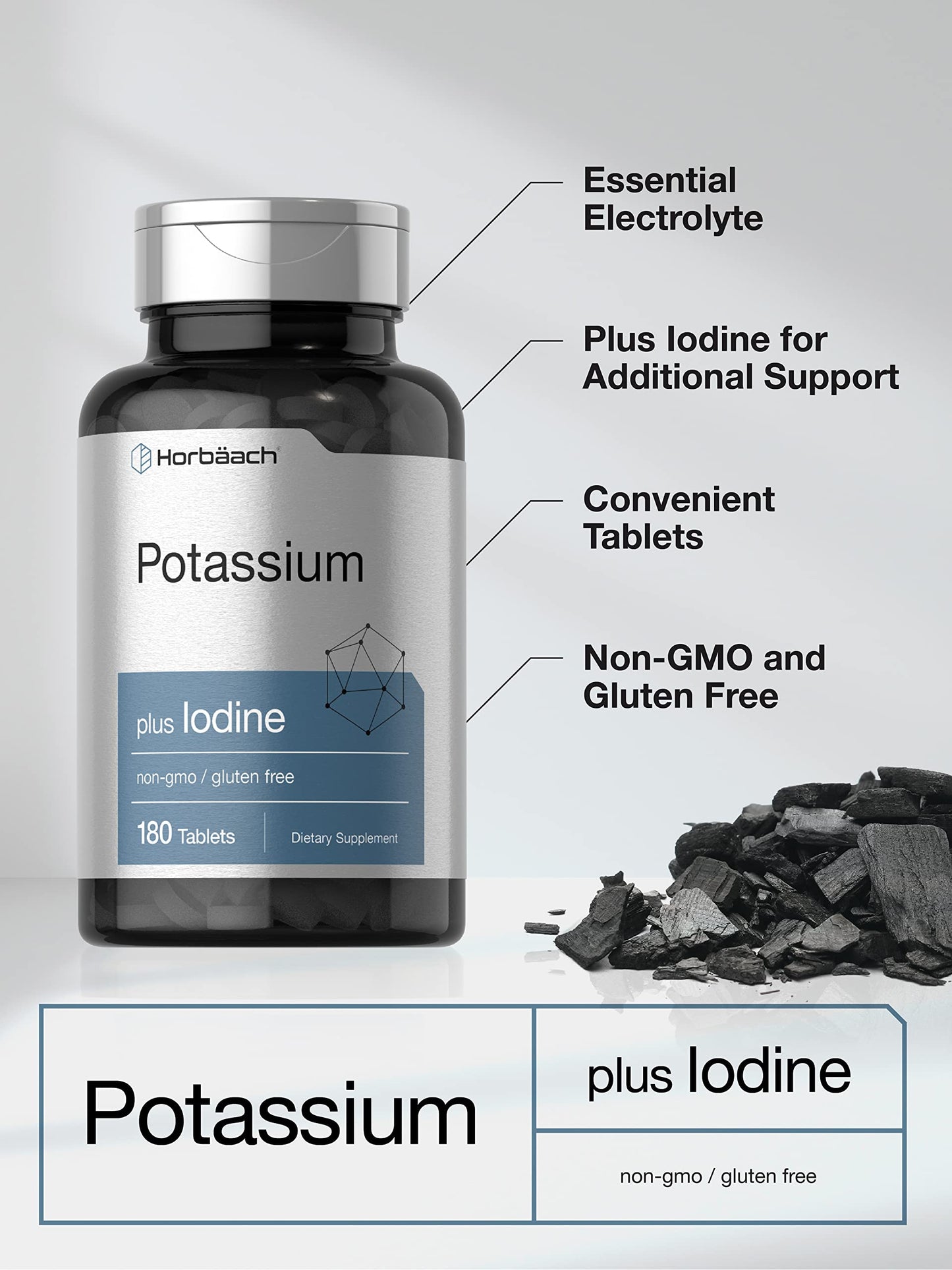 Horbäach Potassium Chloride Supplement Plus Iodine Tablets 180