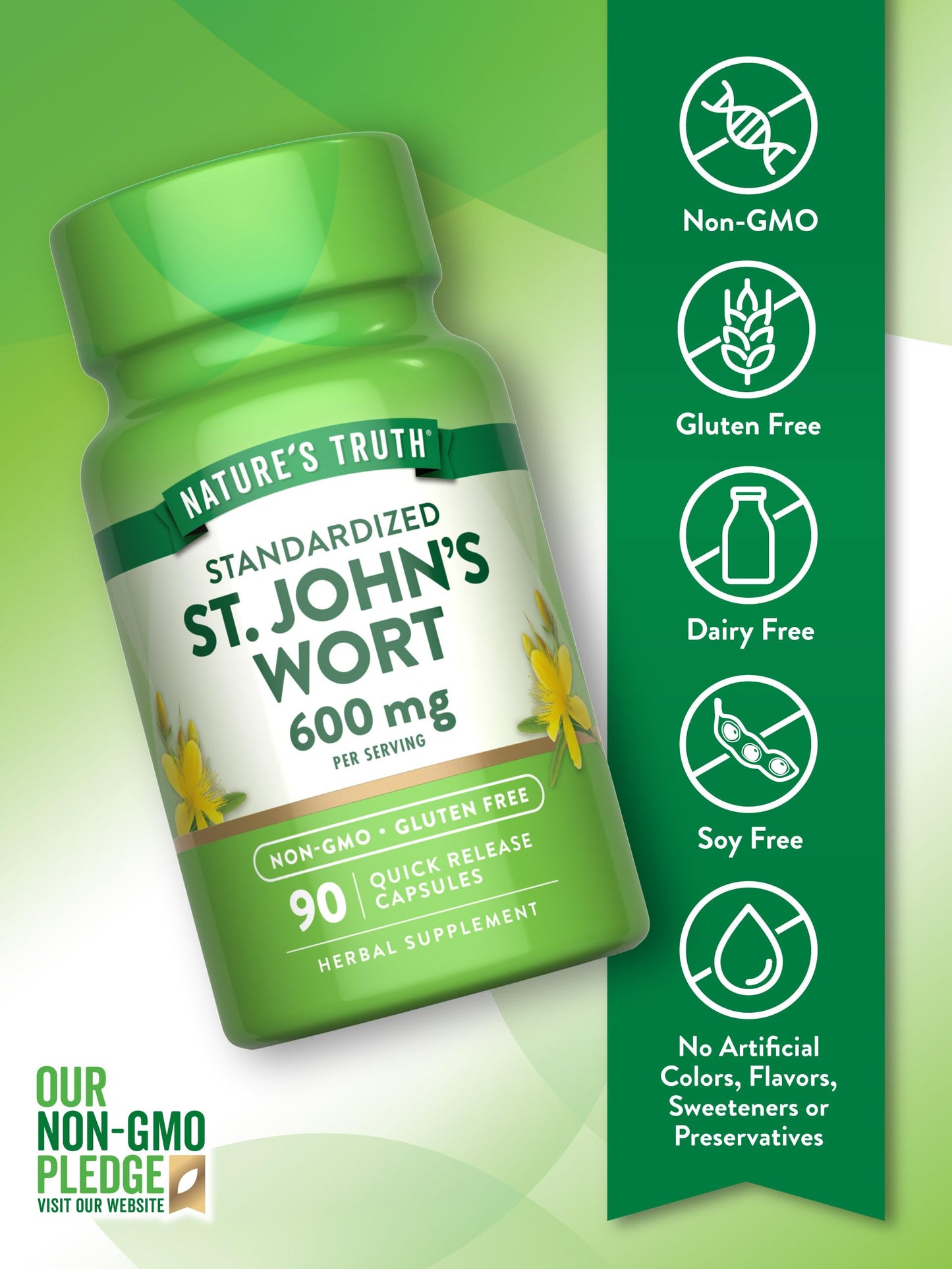 Nature's Truth St Johns Wort 600mg Capsules, 90 Count
