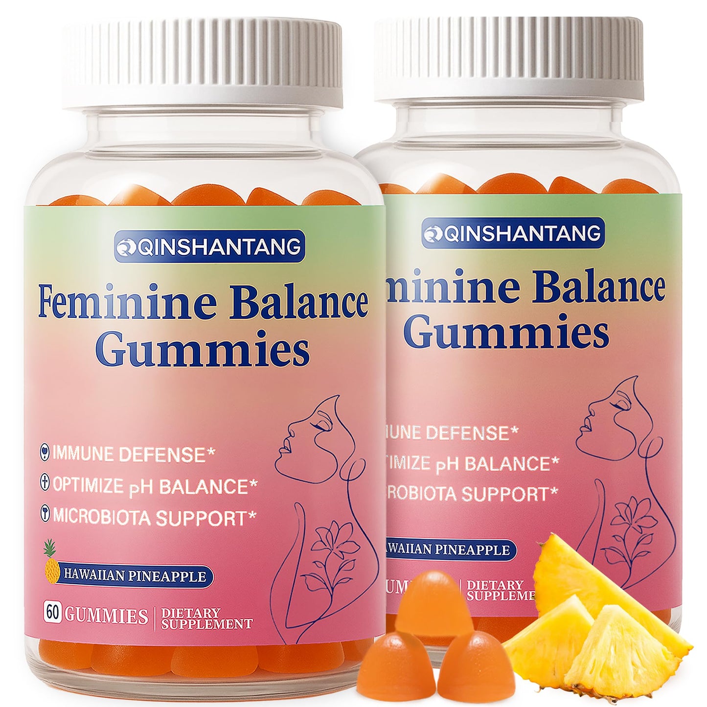QIN SHAN TANG Pineapple Gummies for Women pH Balance, Gummy, 120 Count