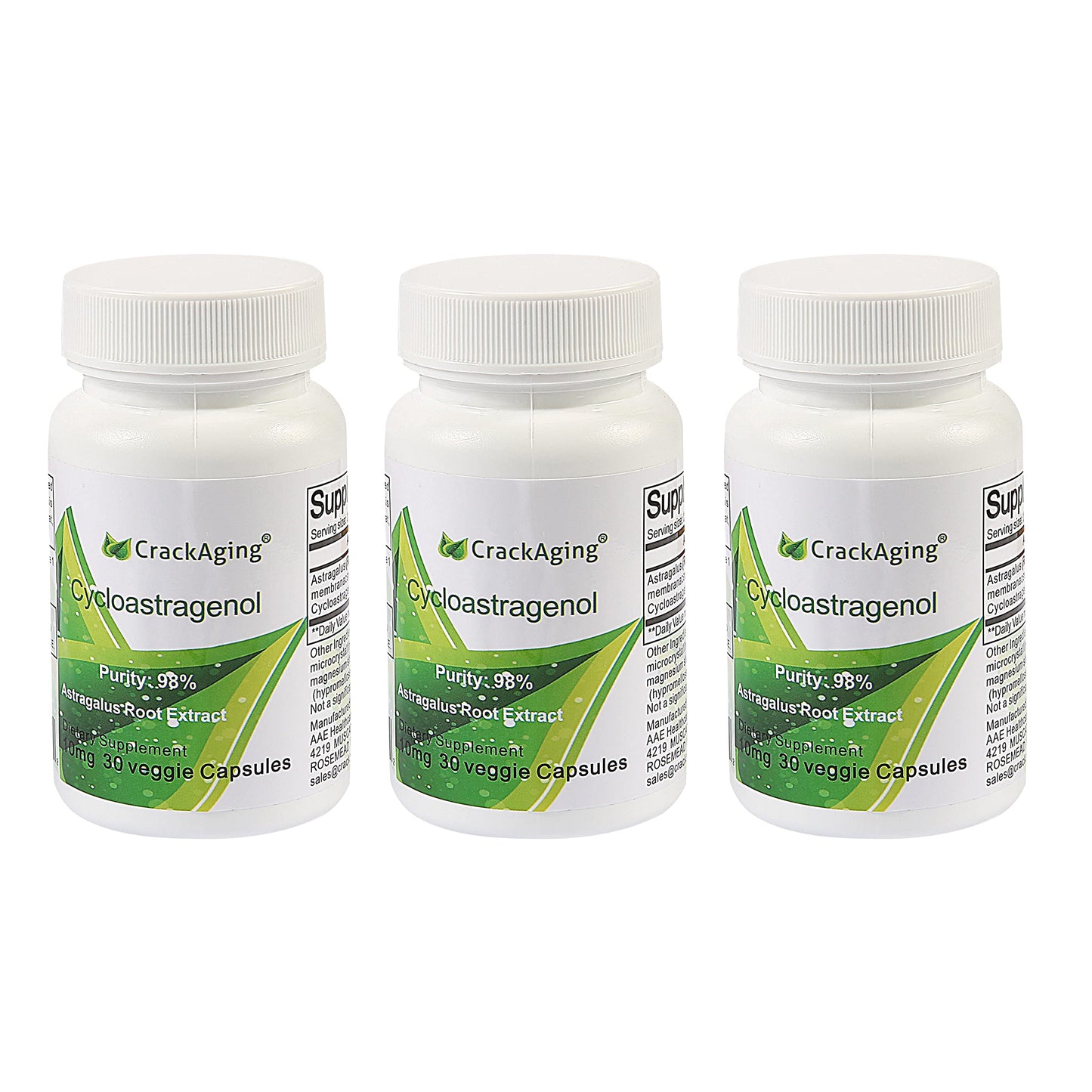 Crackaging Super-Absorption Cycloastragenol 98% Telomere Cellular Vitality Supplement DNA & Immune Support, 90 Capsules