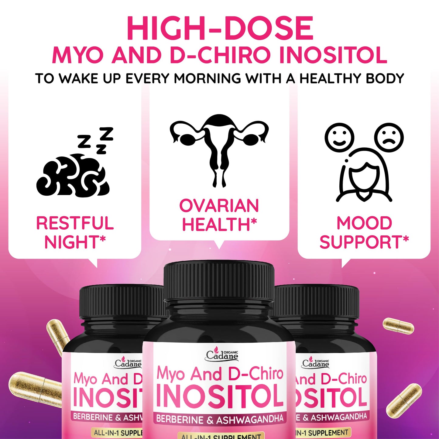 Organic Cadane Myo & D-Chiro Inositol Supplement Capsules 90 Capsules