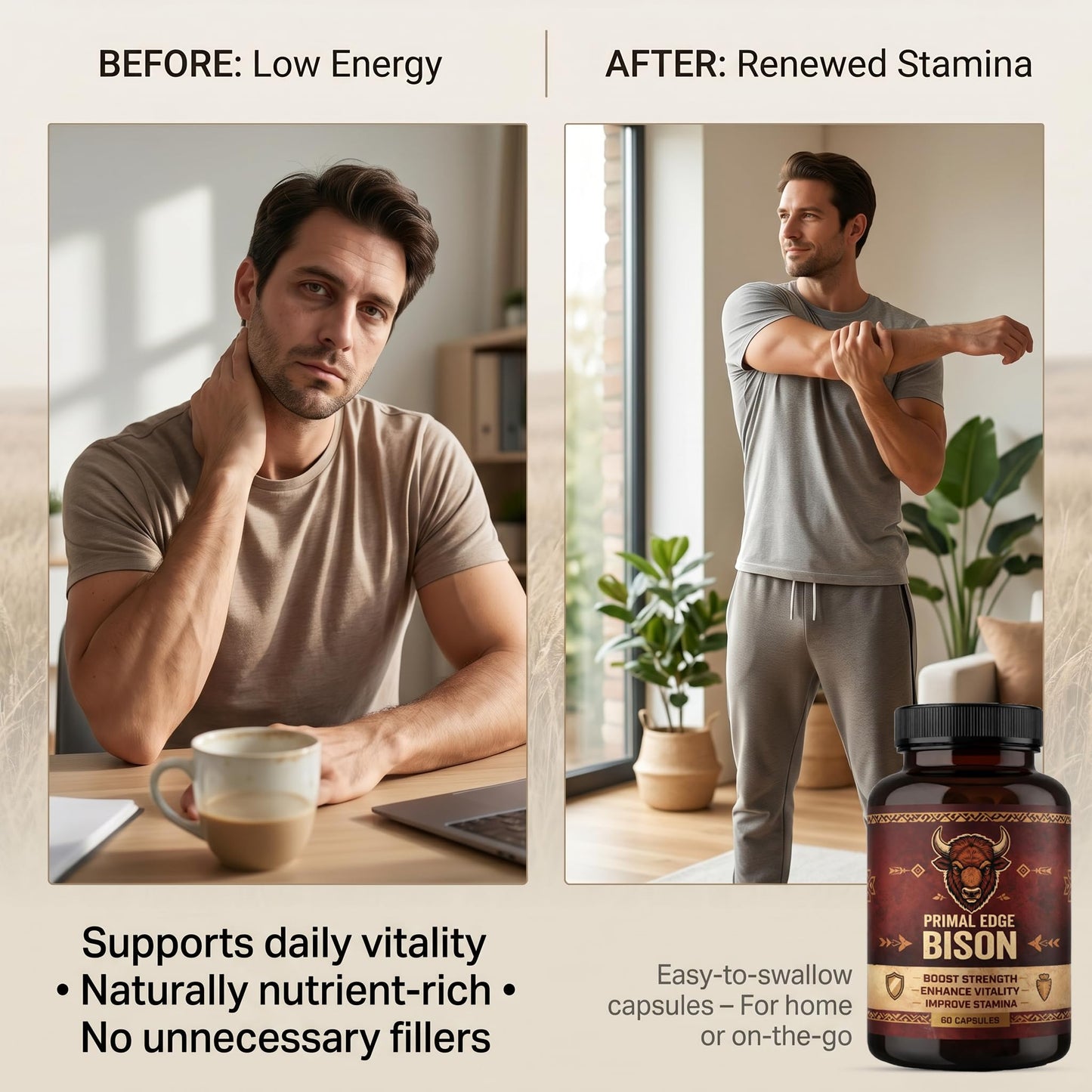 Kymezol Primal Edge Bison Primal American Bison Extract Capsules, 60 Capsules