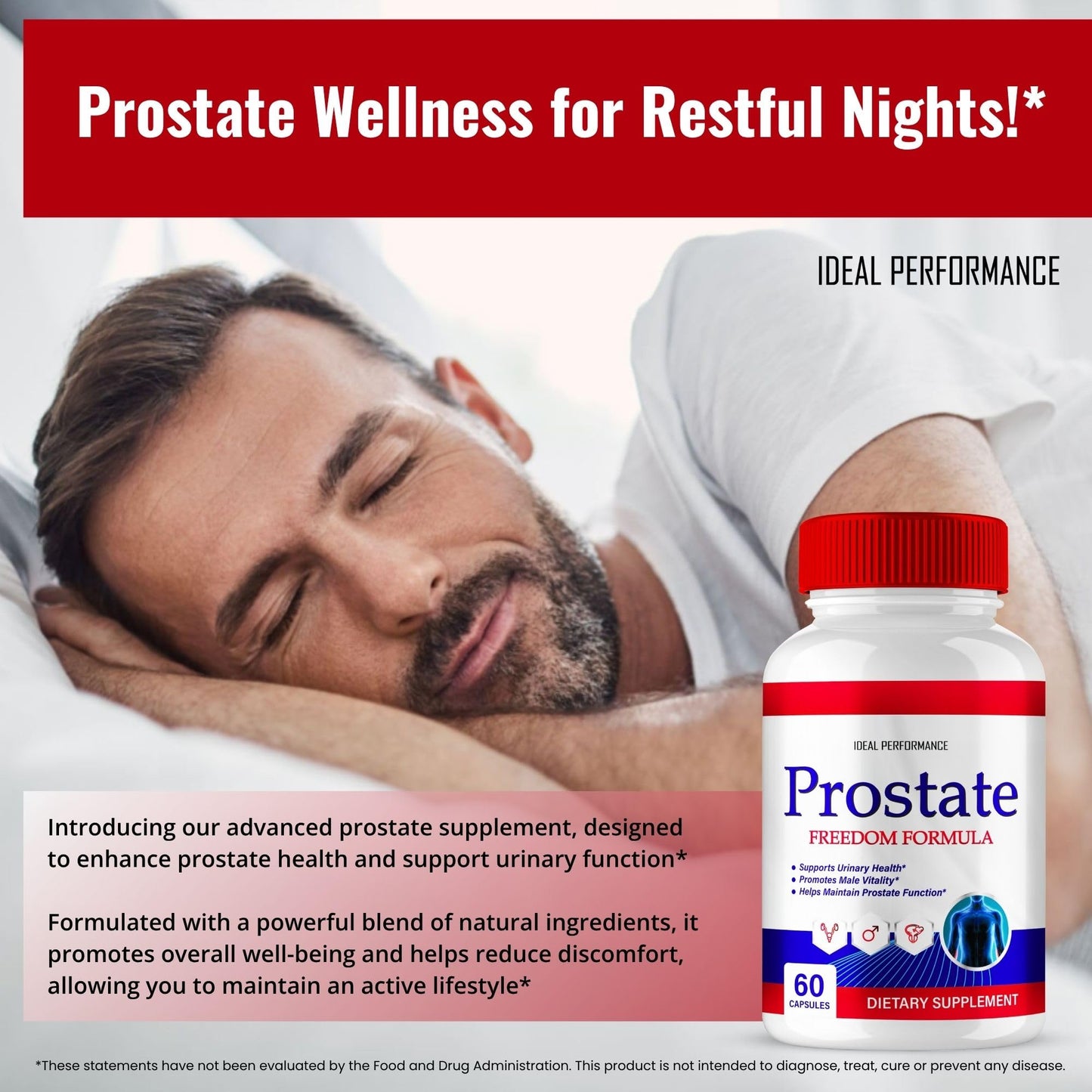 IDEAL PERFORMANCE Prostate Freedom Prostate Health for Men Capsules 180 Count