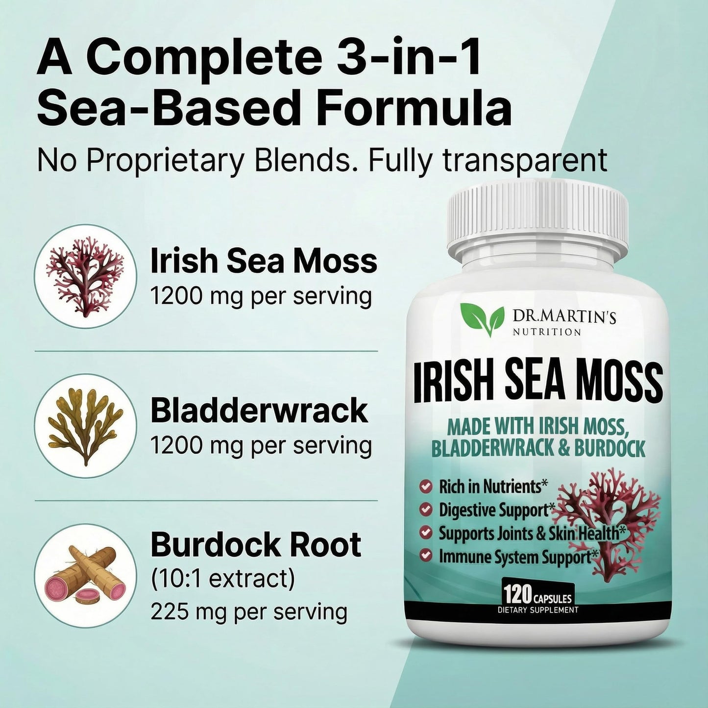 DR. MARTIN'S NUTRITION Irish Sea Moss Capsules, 120 Count