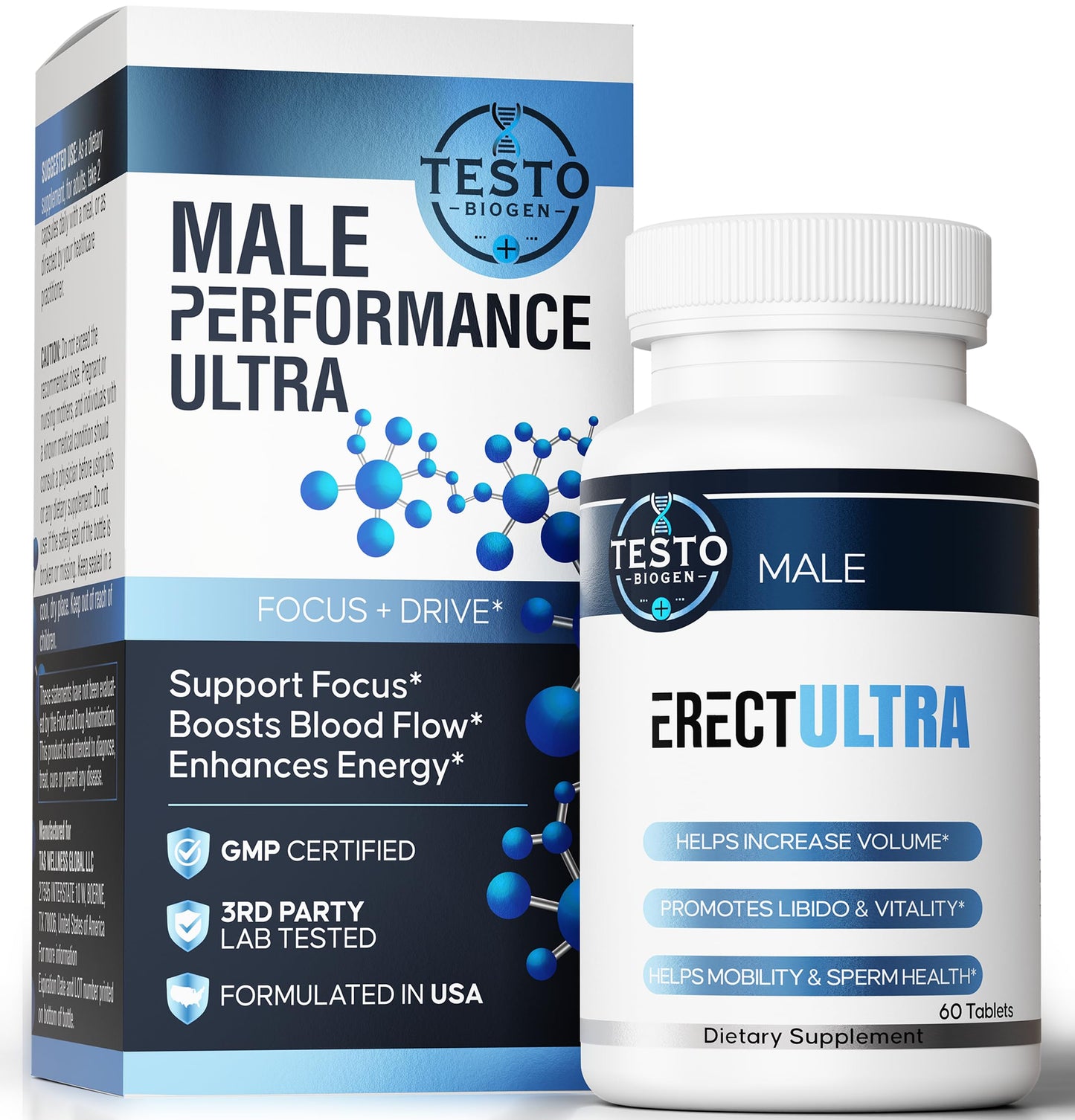 TESTO BIOGEN Male Enhancing Supplement Tablets, 60 Count
