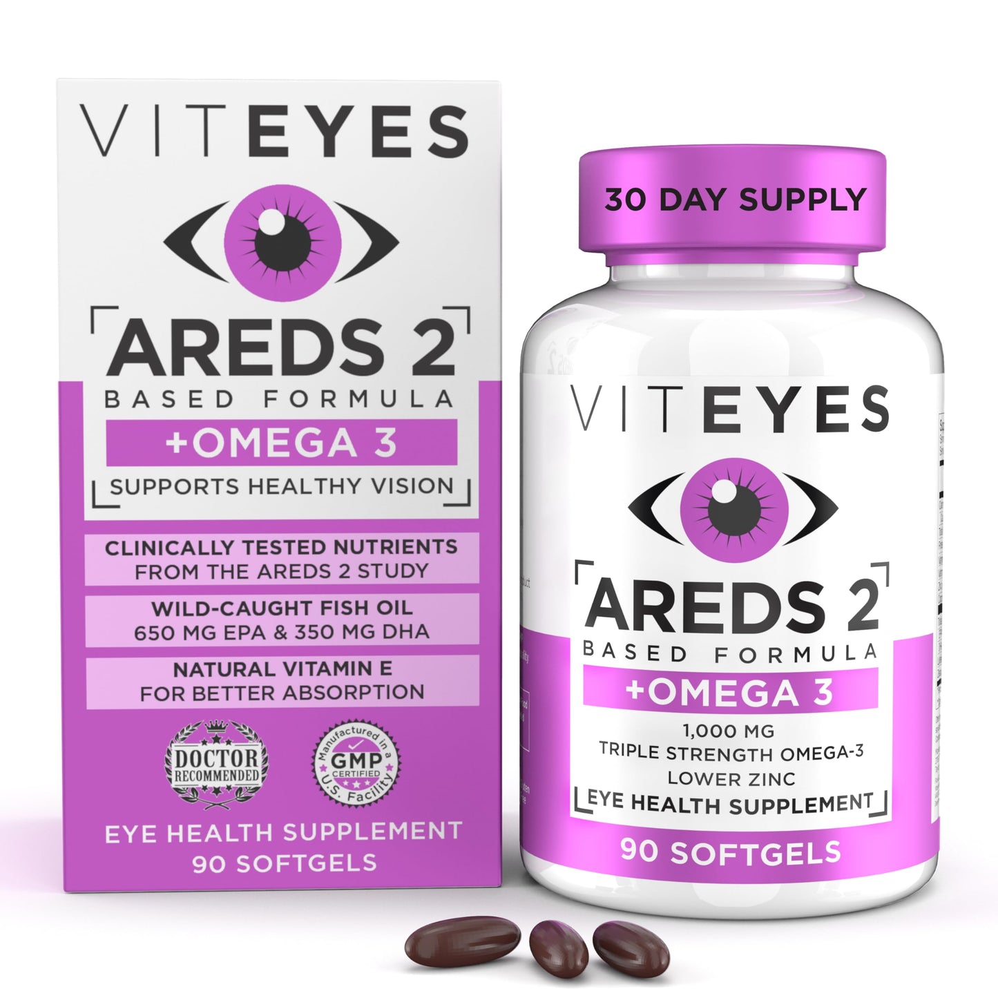 Viteyes AREDS 2 + Omega-3 Macular Health Formula Softgels, 90 Count