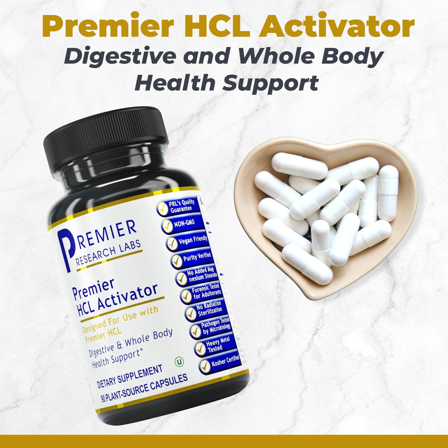 Premier Research Labs Premier HCL Activator Pepsin Digestive Enzymes Capsule, 90 Count