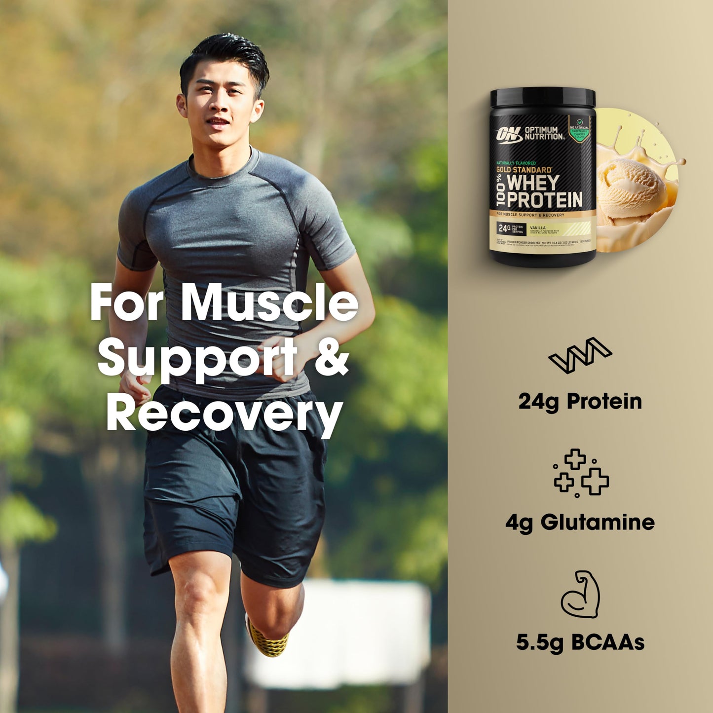Optimum Nutrition Gold Standard Whey Protein Powder, Vanilla, 1 Pound (Pack of 1)