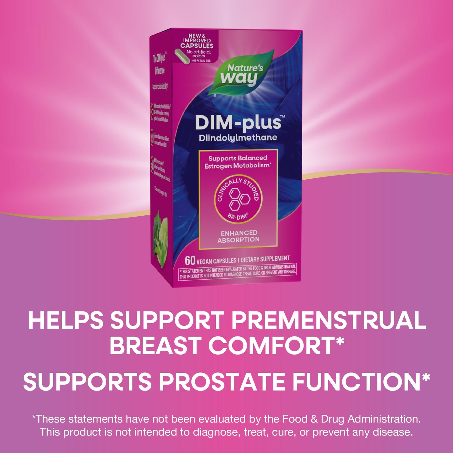 Nature's Way DIM-Plus DIM Supplement BR-Diindolylmethane 100 mg Capsules 60 Count