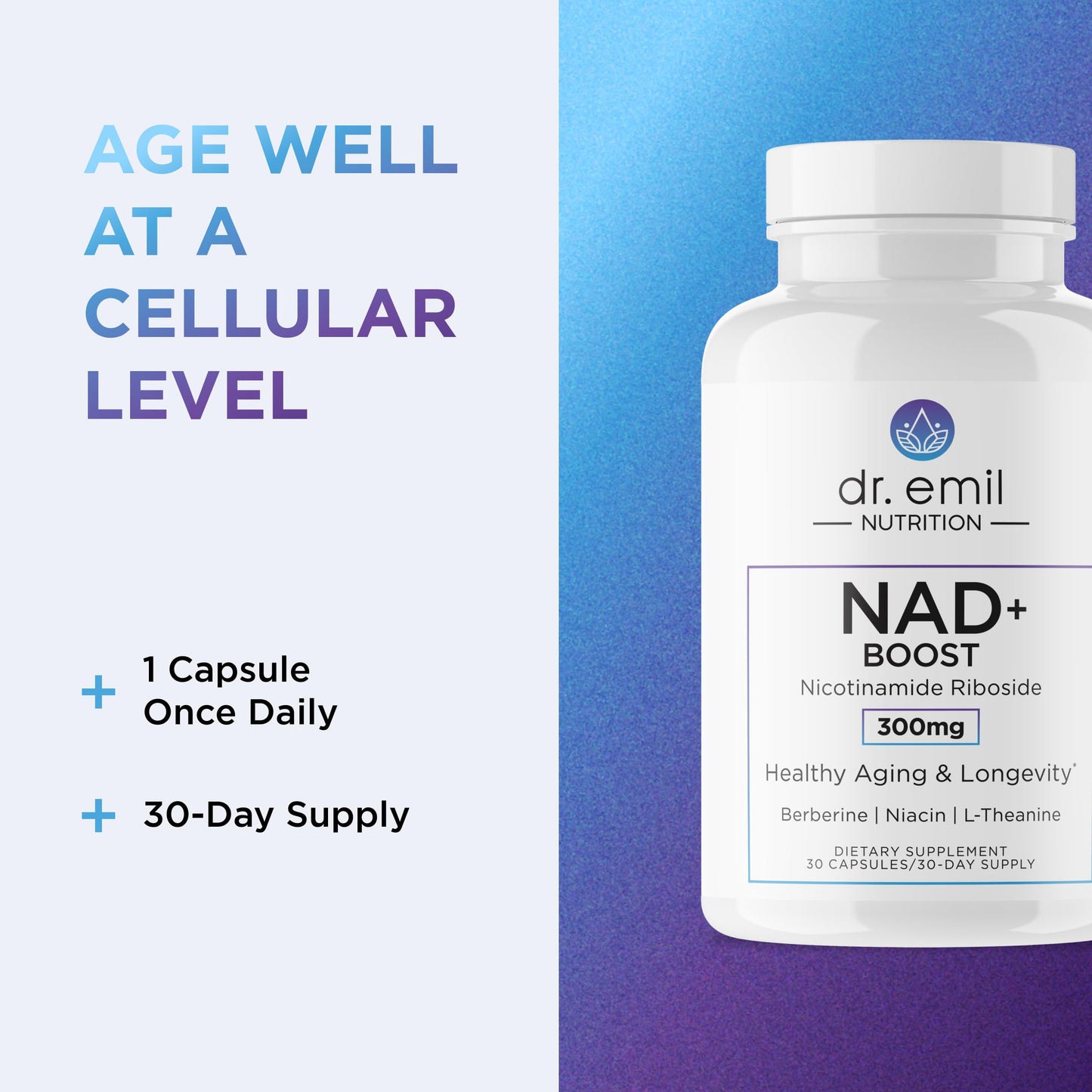 DR. EMIL NUTRITION NAD+ Boost Nicotinamide Riboside Supplement Capsules, 30 Count