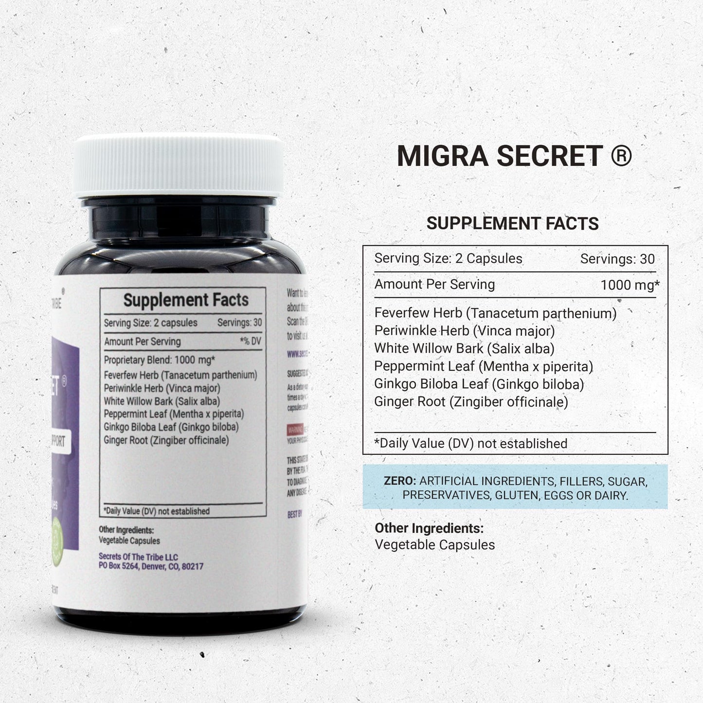Secrets of the Tribe Migra Secret Capsule 60 Count