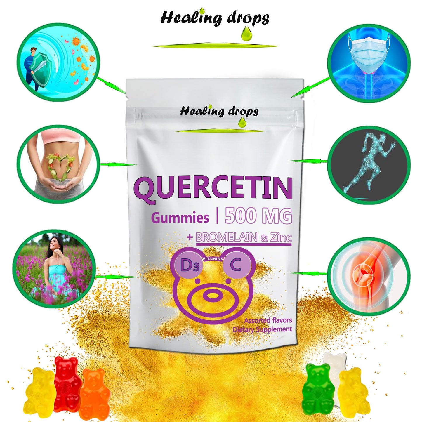 Healing Drops Quercetin with Bromelain Tablets, 100 Tablets