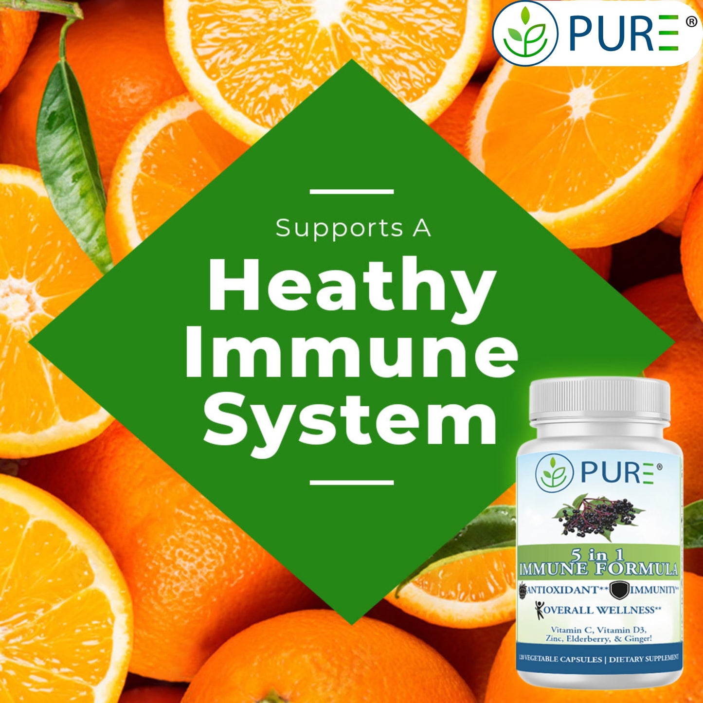 PURE 5 in 1 Immune Formula Capsule 120 Count