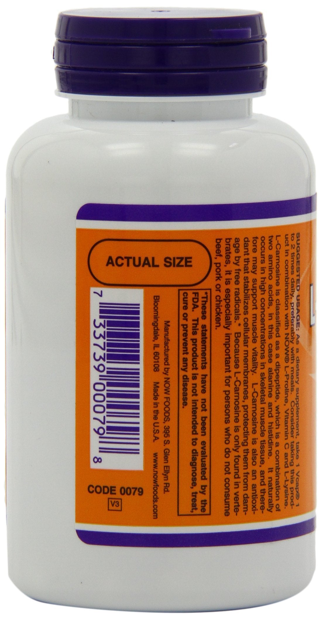 NOW Foods L-Carnosine 500 mg Capsules, 100 Count