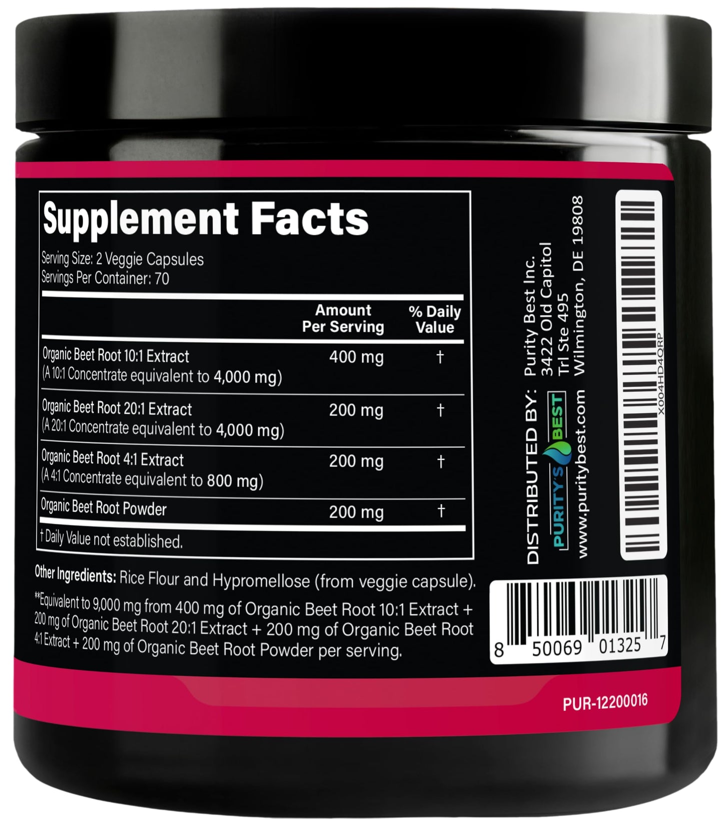 Purity`s Best Beet Root Extract Capsule 140 Count