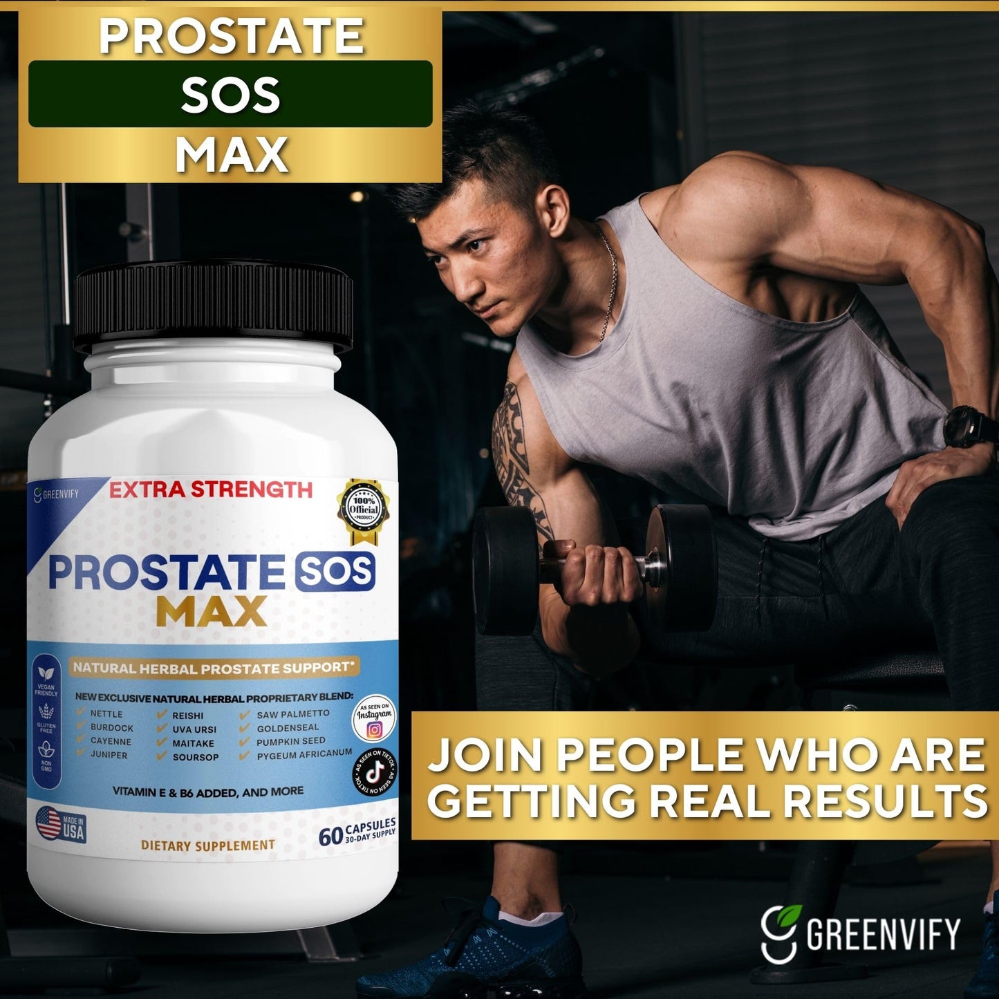 GREENVIFY Prostate SOS Max Supplement Capsule, 60 Count