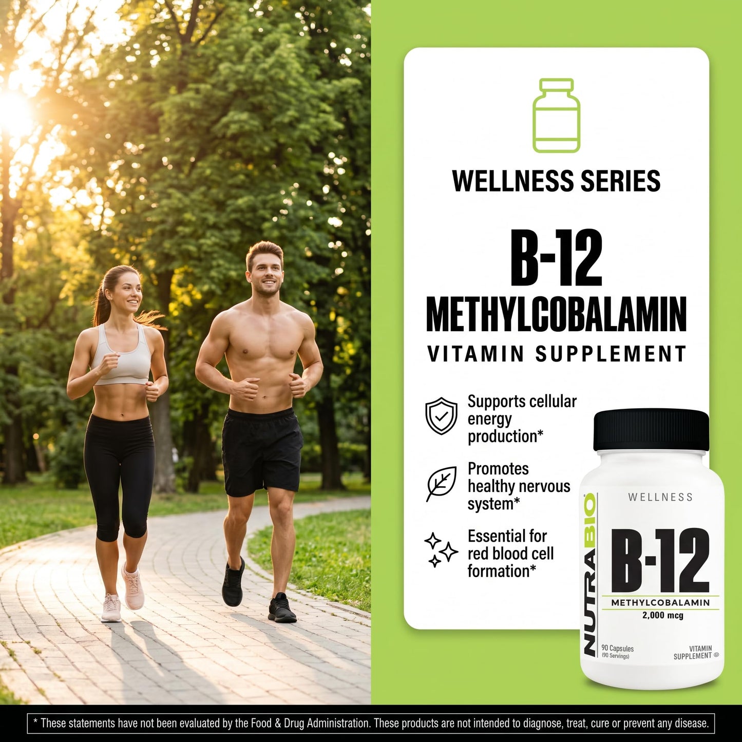 NutraBio Methyl B-12 Vitamin Supplement, 90 Vegetable Capsules