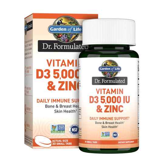 Garden of Life Dr. Formulated Vitamin D3 & Zinc Quercetin Once Daily Supplement Tablets, 30 Count